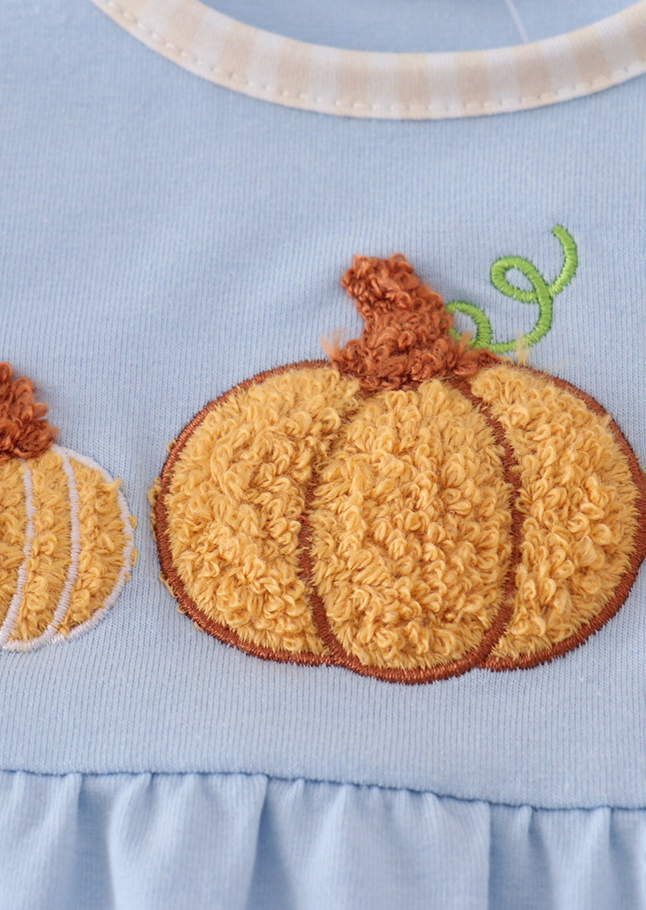 Blue pumpkin french knot ruffle shorts set