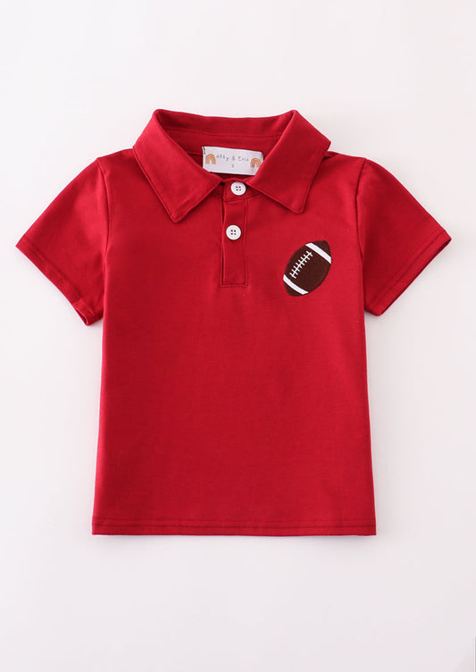 Maroon football embroidery button down shirt