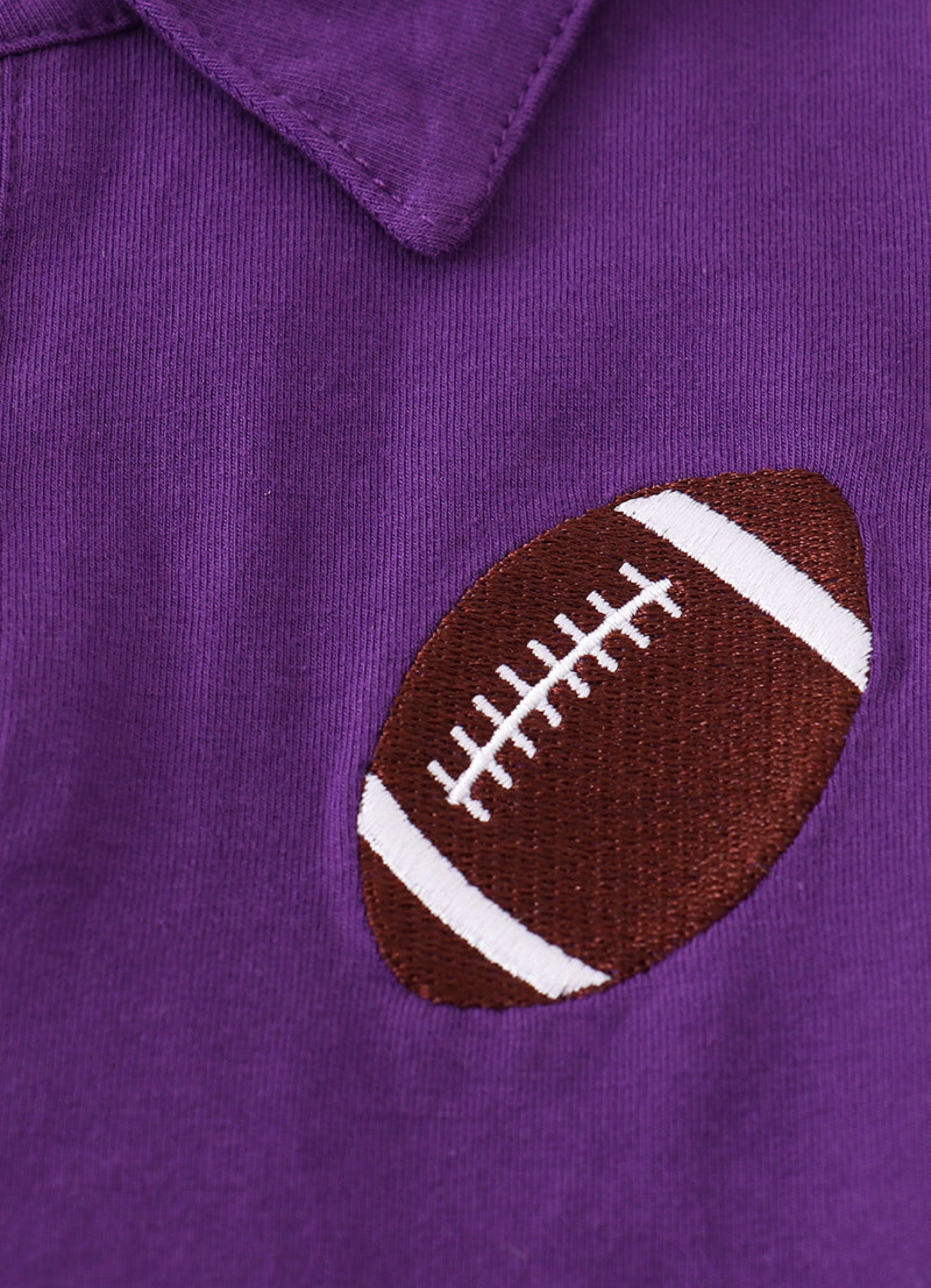 Purple football embroidery button down shirt