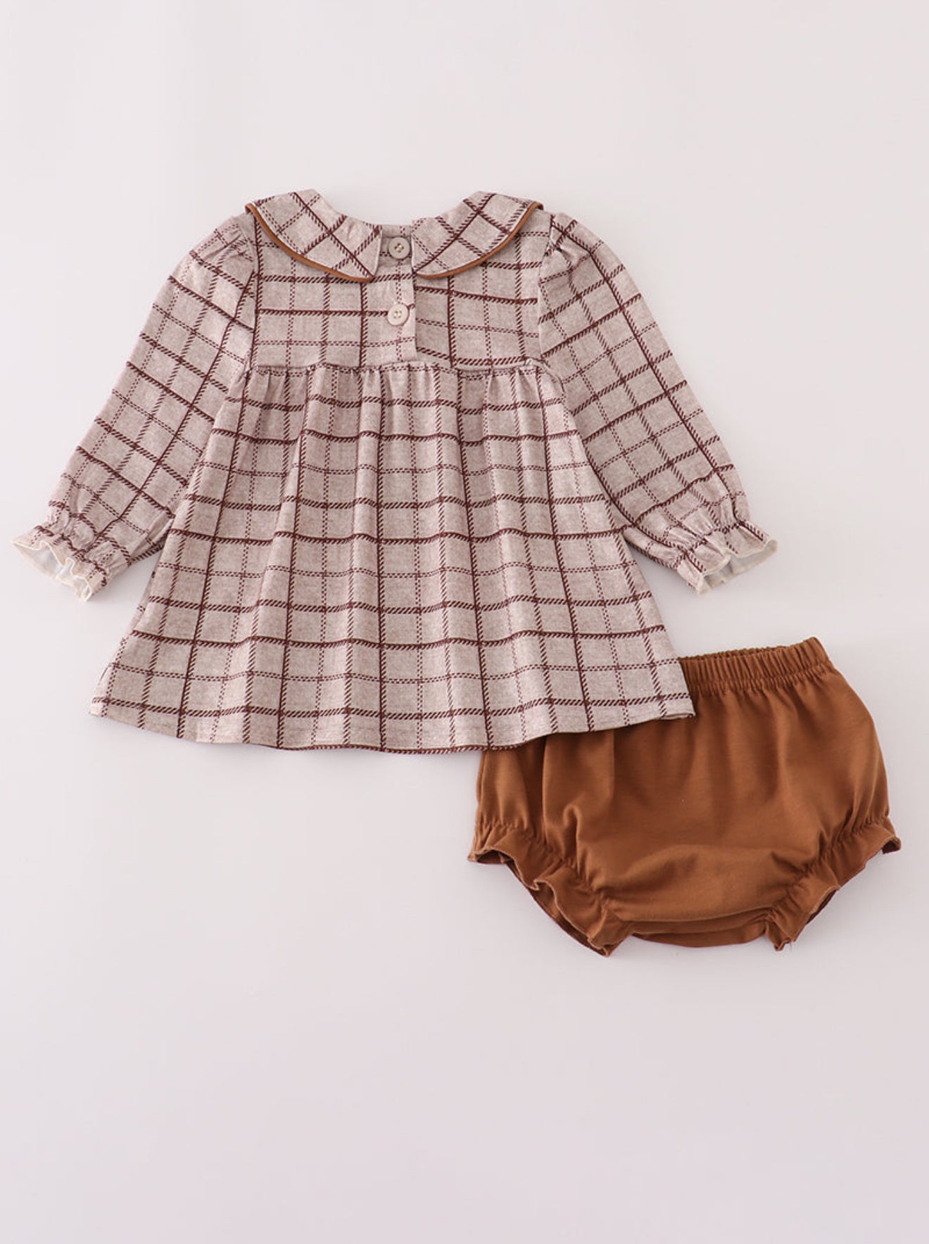 Brown plaid bloomer set