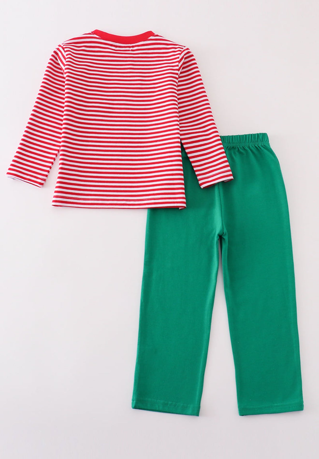 Premium red stripe dinosaur applique boy set