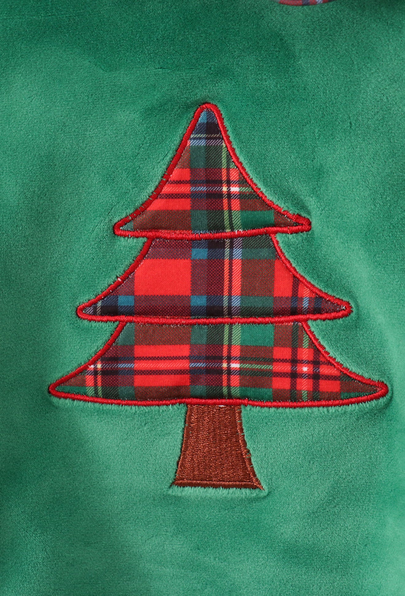 Green christmas tree applique velvet bubble