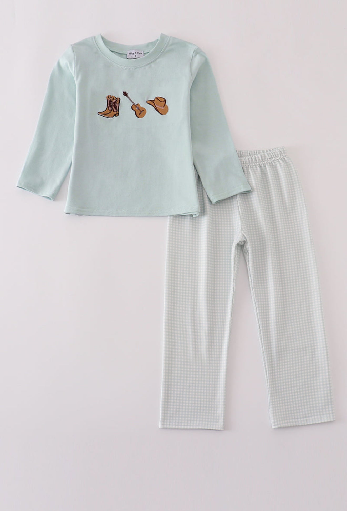 Blue boots embroidery pants set
