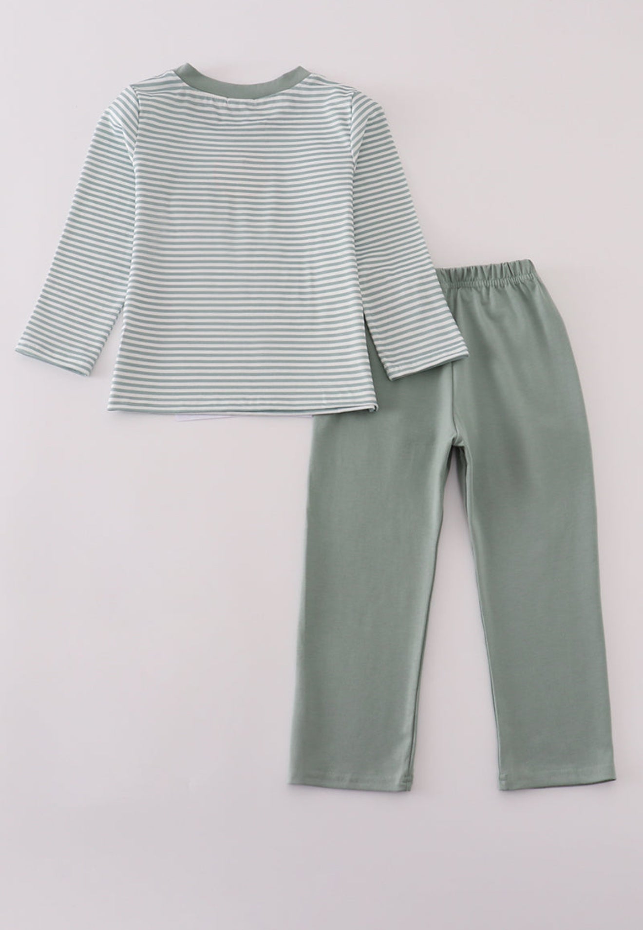 Sage stripe football french knot pants set