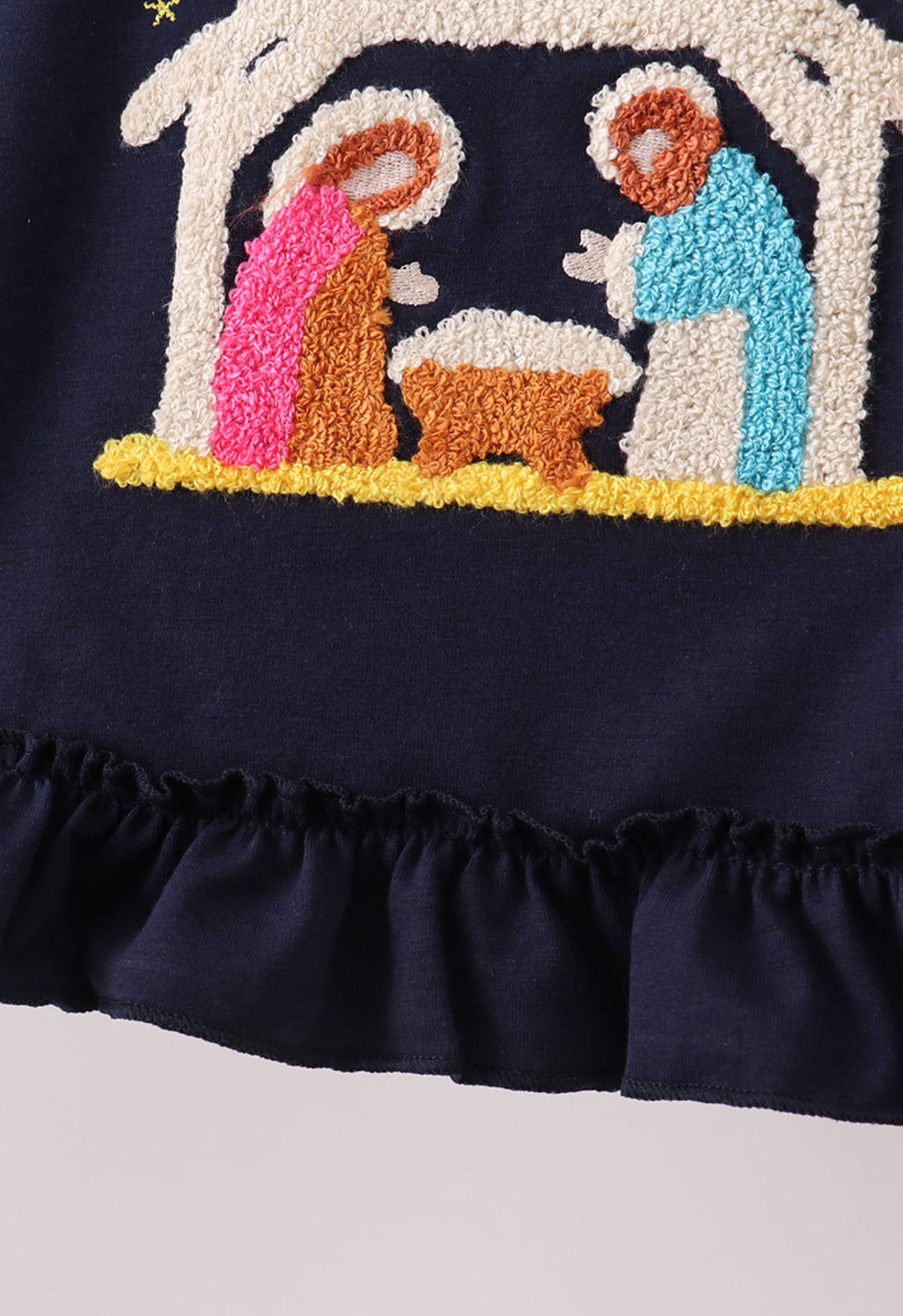Navy nativity french knot bloomer set