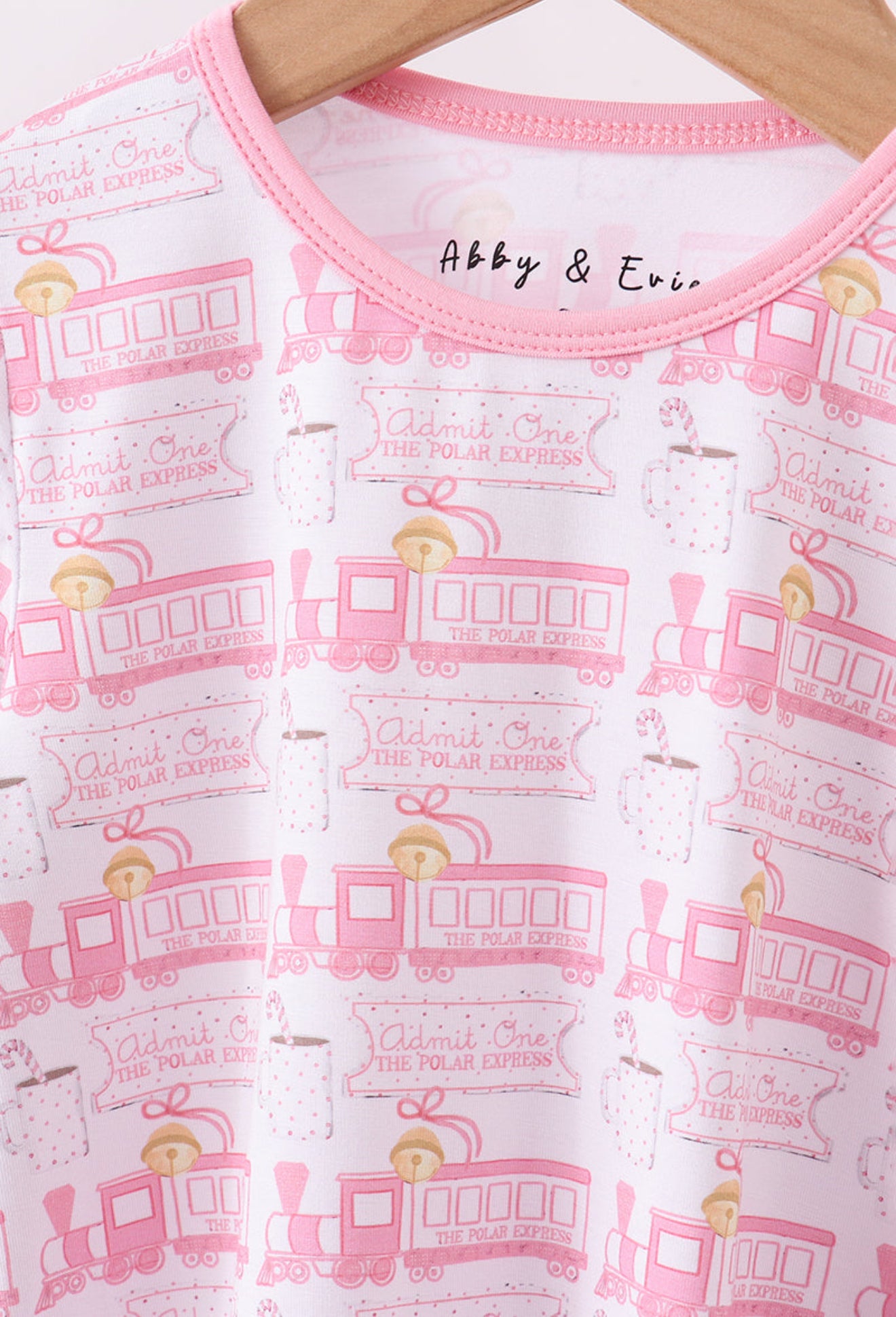 Pink train bamboo pajamas set