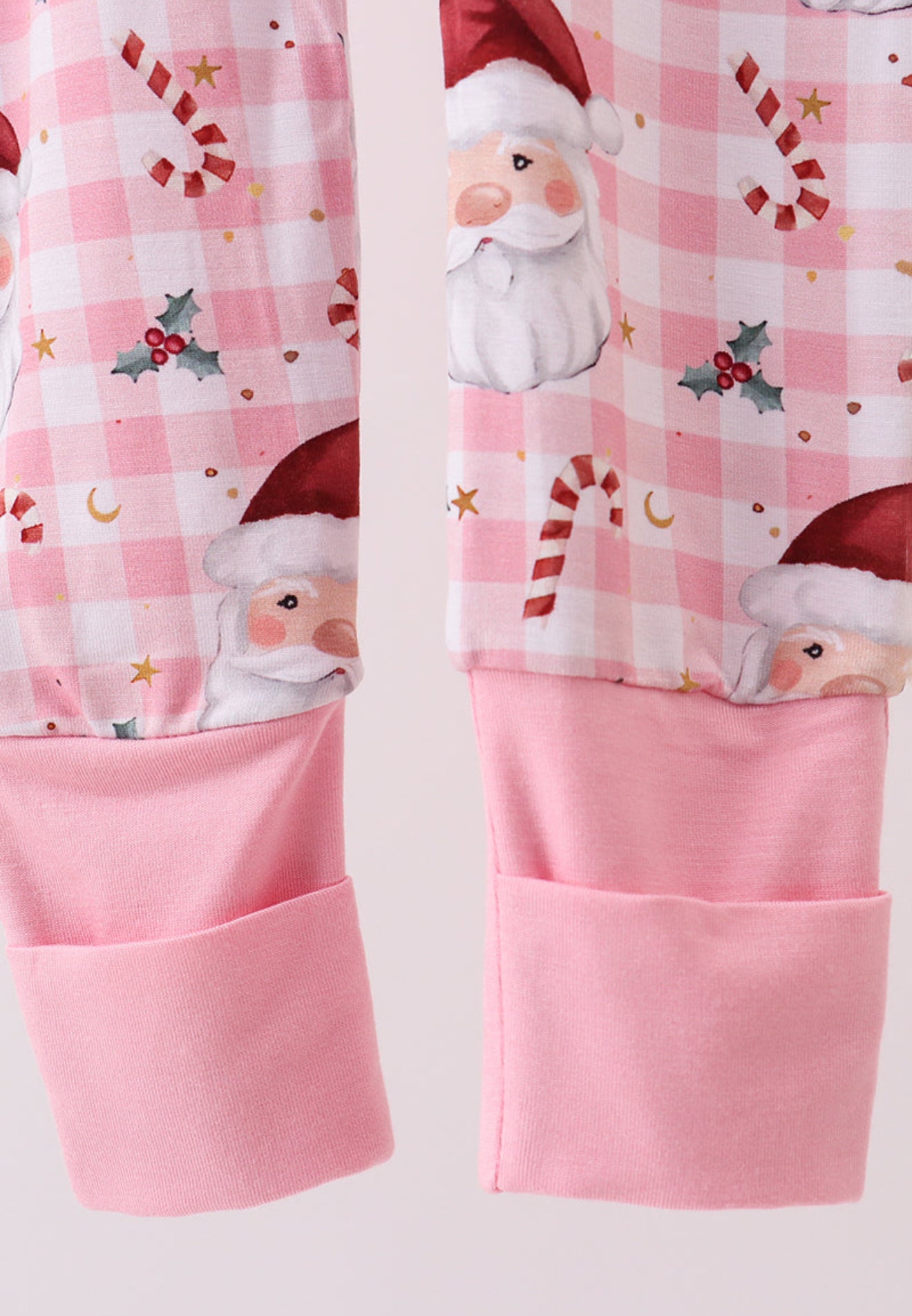 Pink santa claus bamboo pajamas zipper romper
