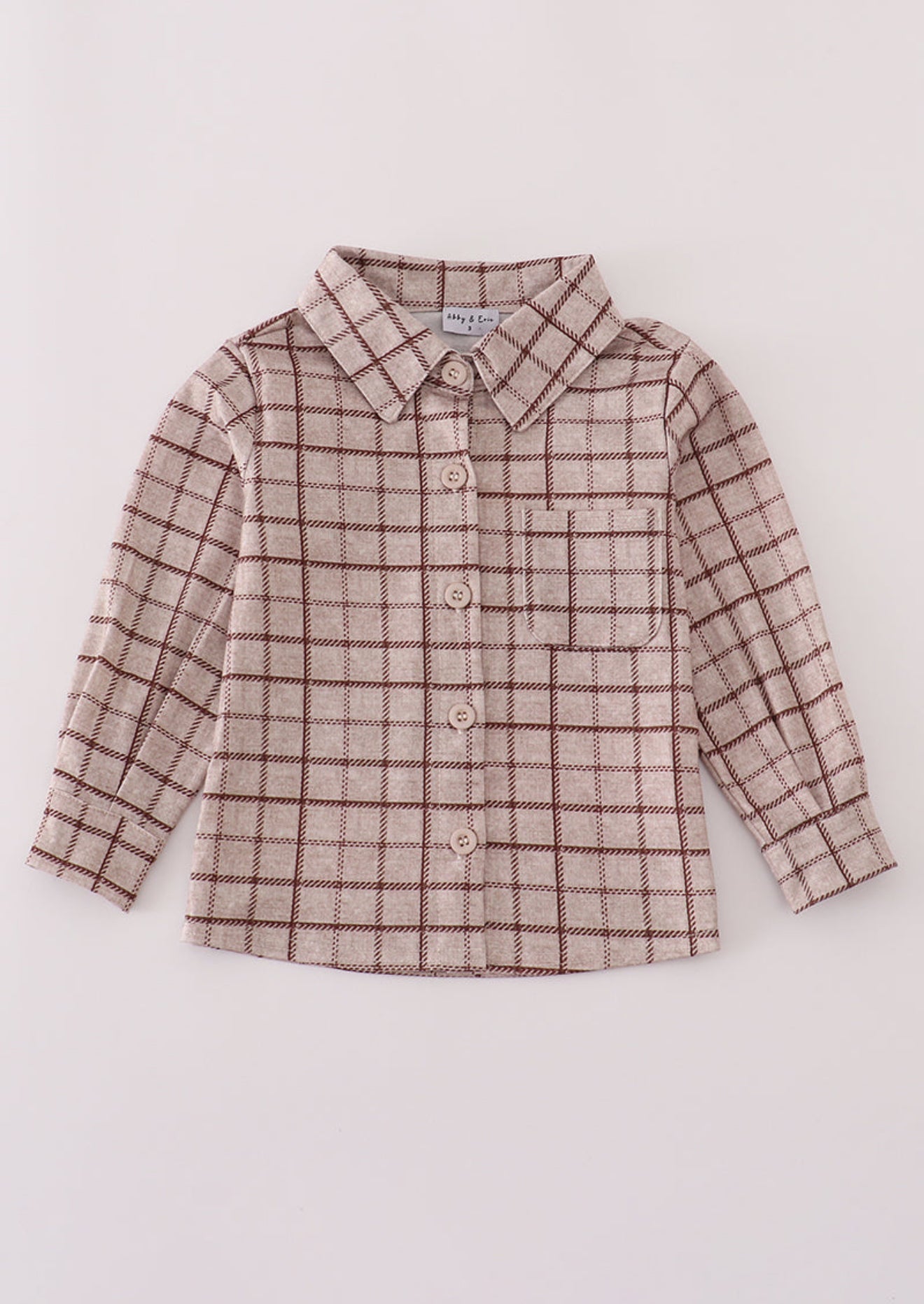 Brown plaid button down shirt