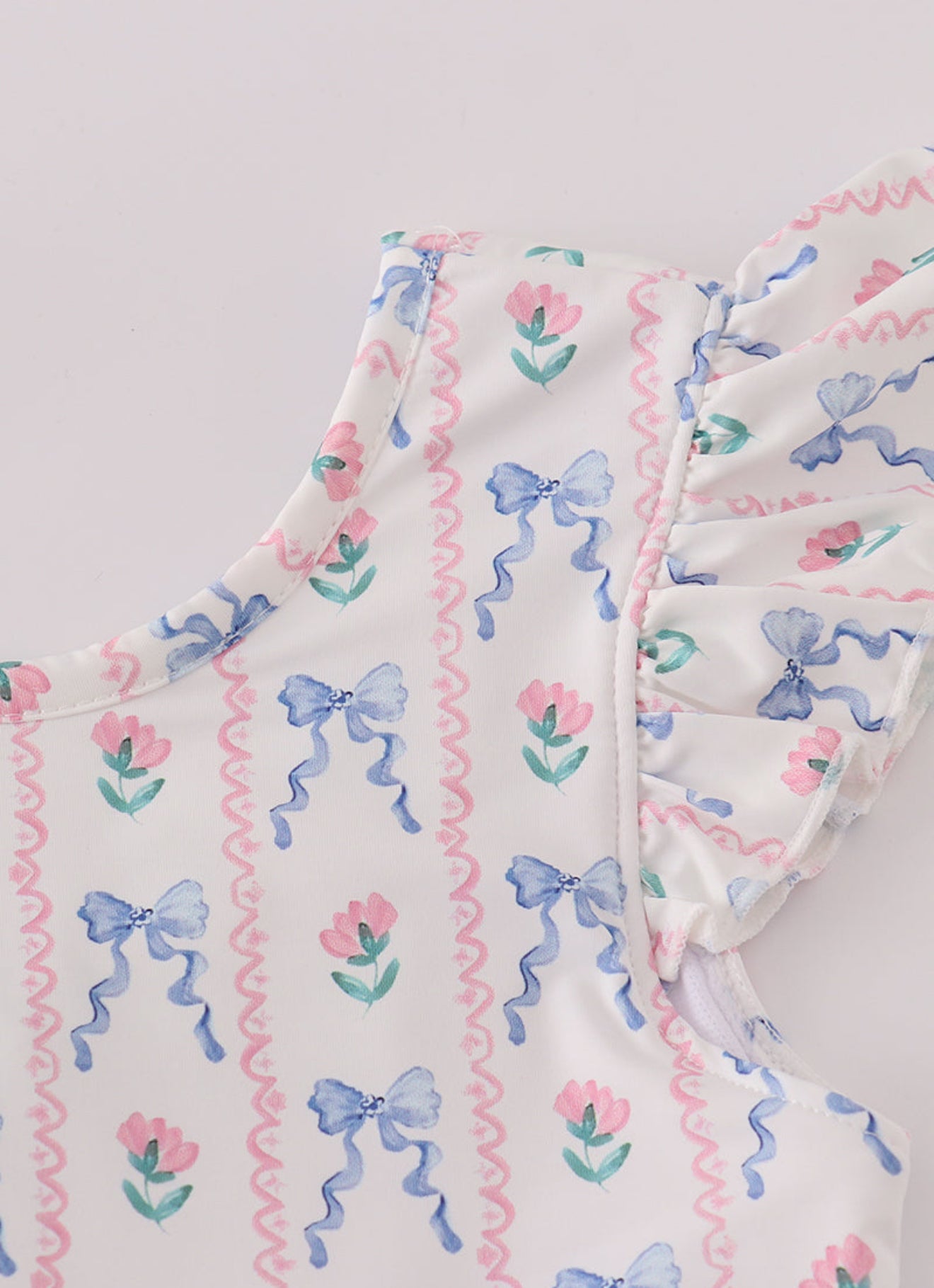 Bow floral lace ruffle leotard