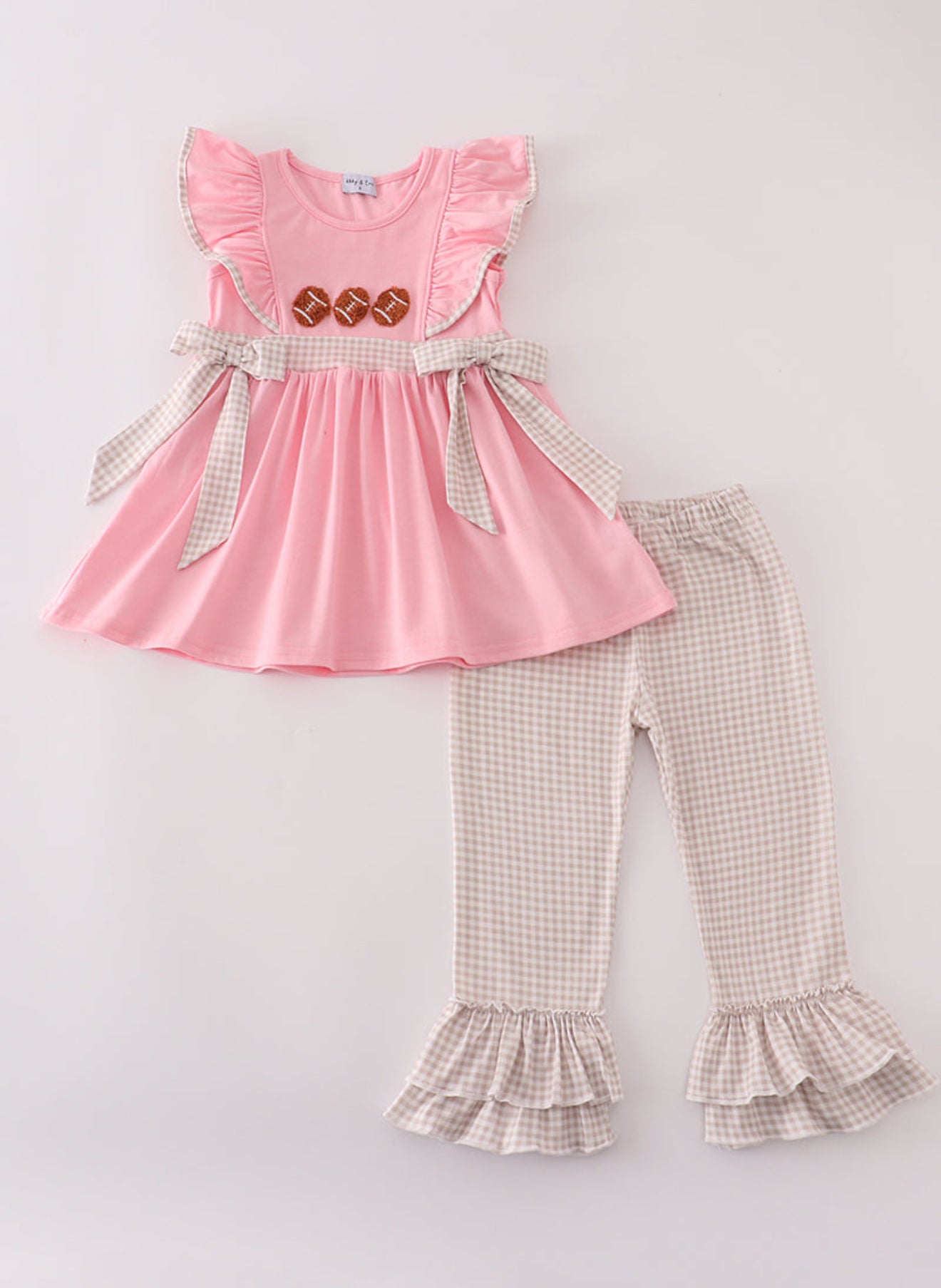 Pink football french knot pants set