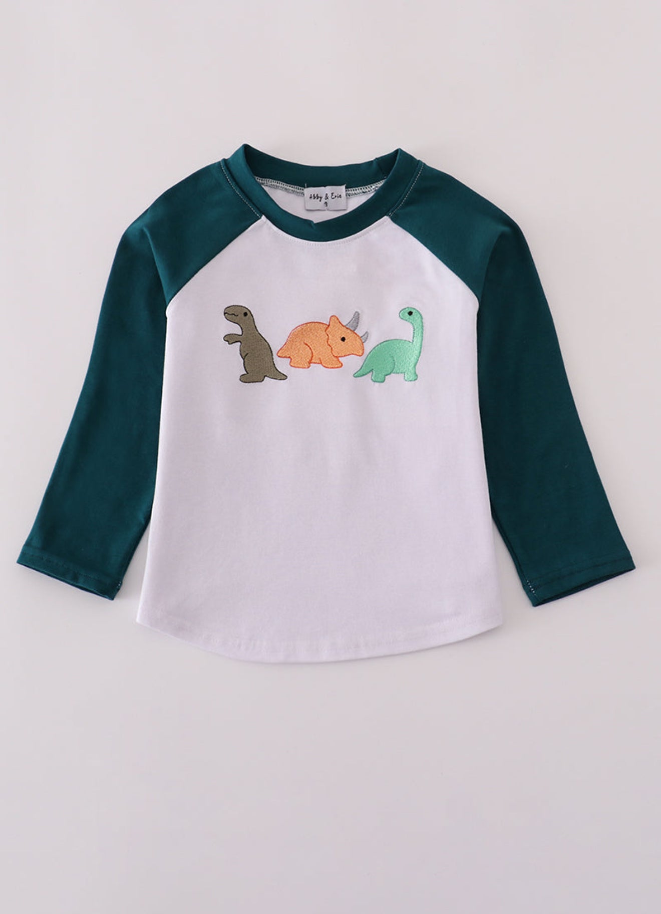 Blue dinosaur embroidery top