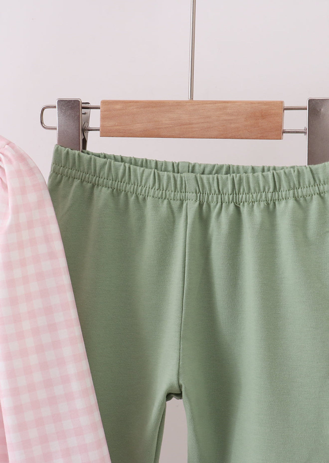 Pink nutcracker embroidery gingham set