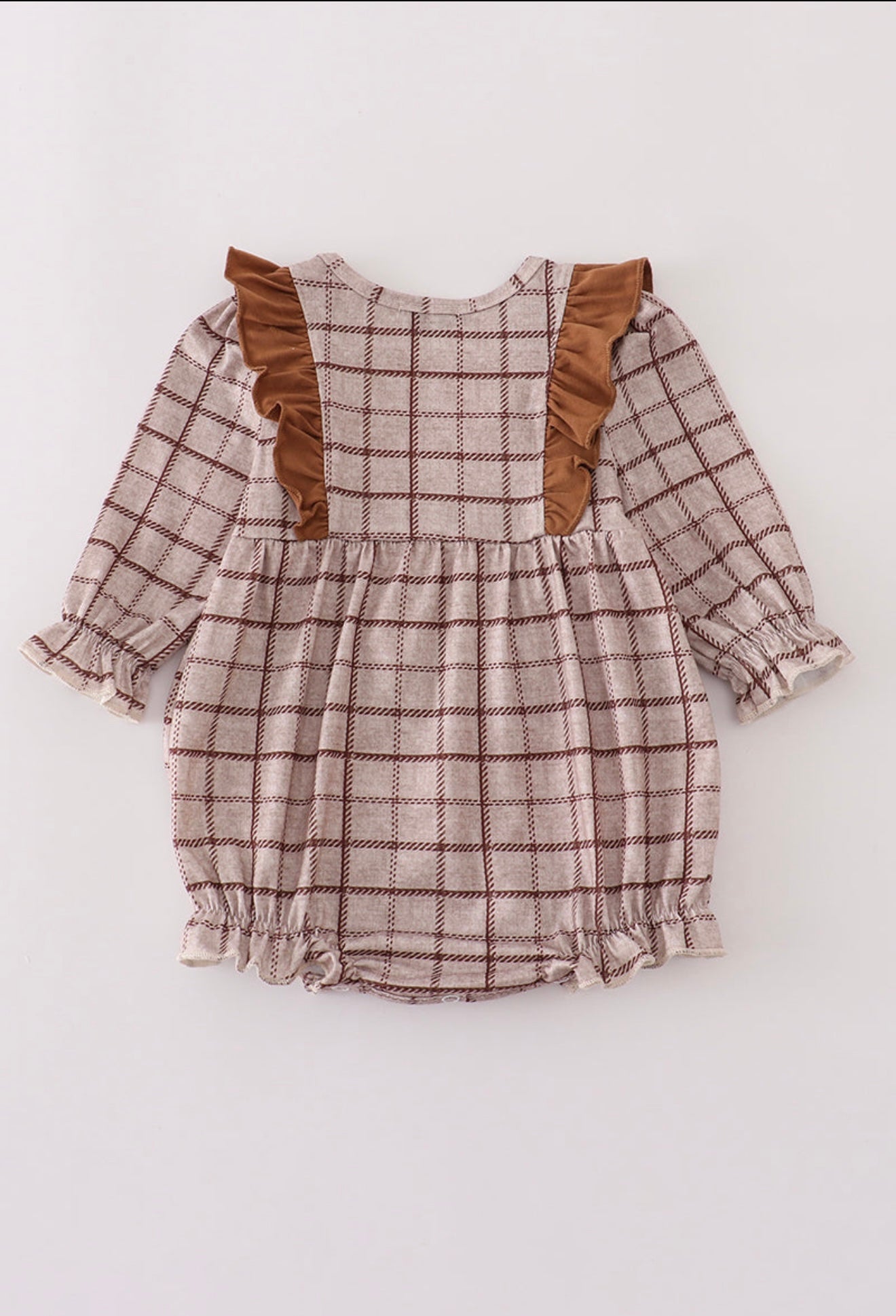 Brown plaid ruffle bubble