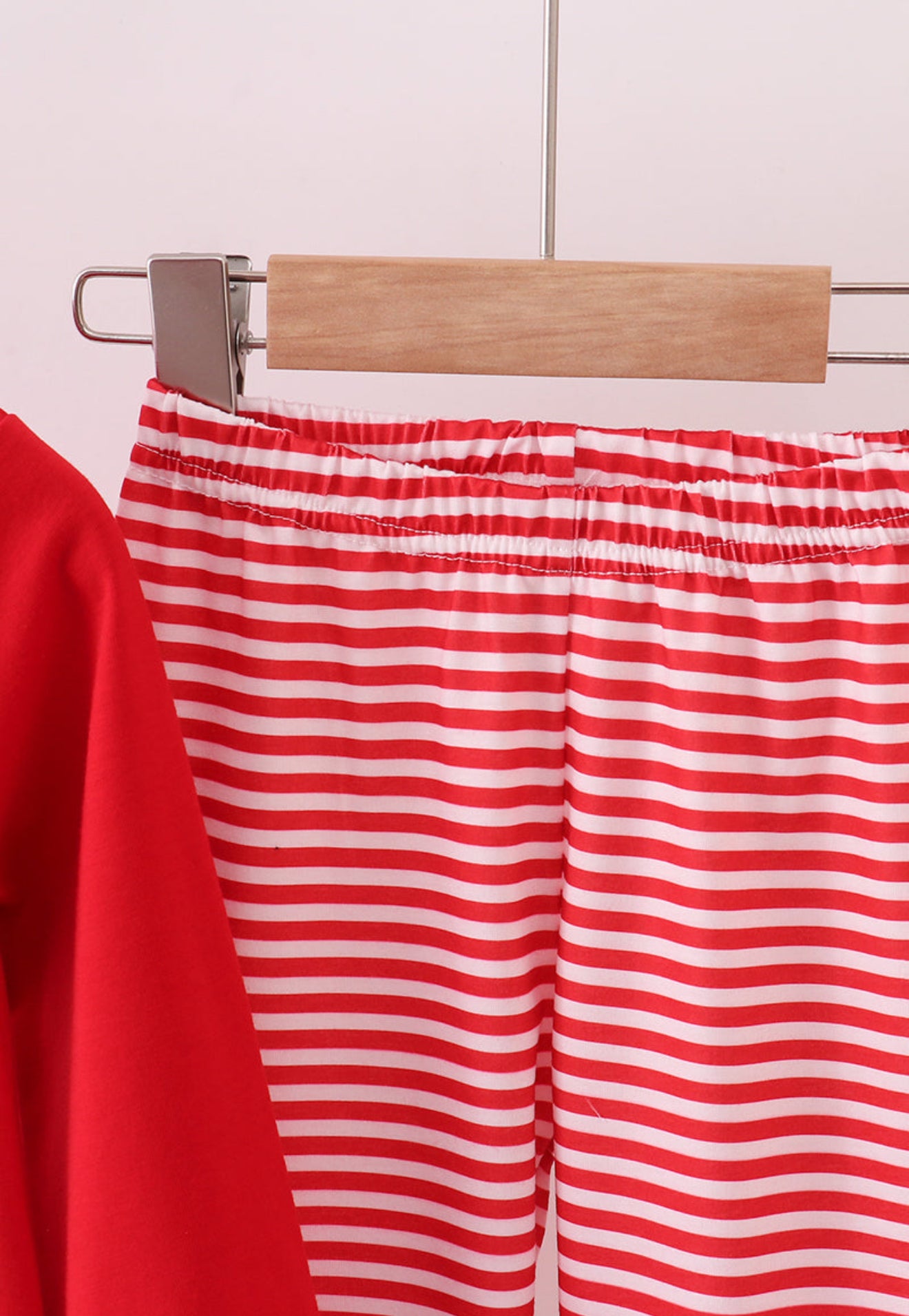 Red santa claus biscuit milk applique stripe pants set