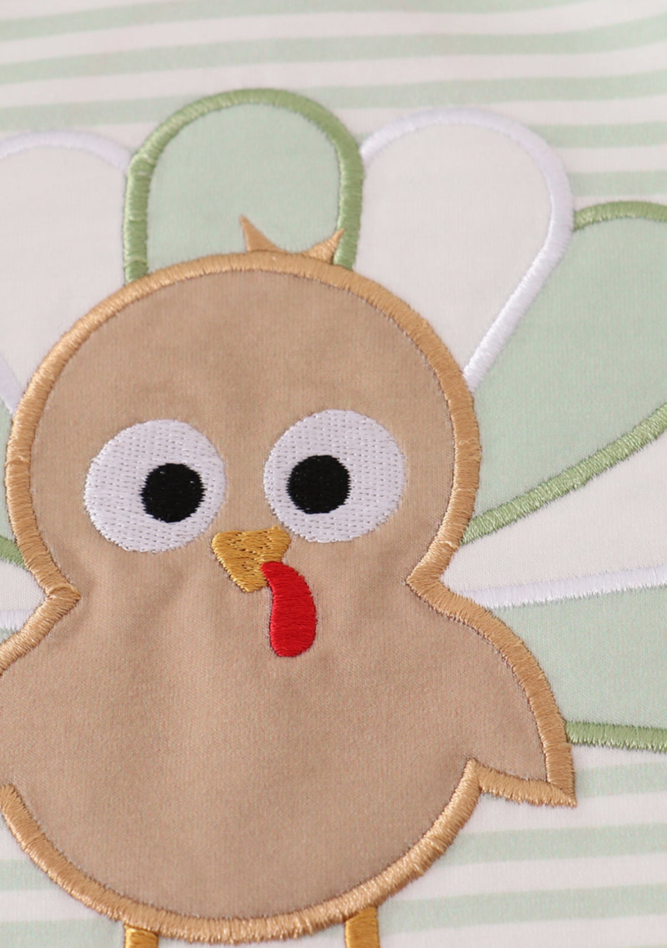 Sage turkey applique stripe top