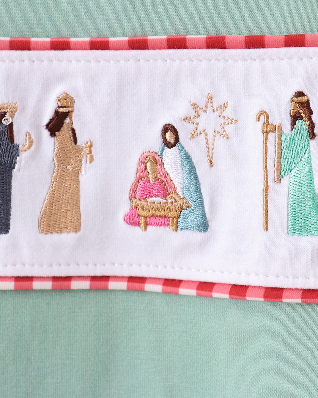 Green nativity embroidery pants set