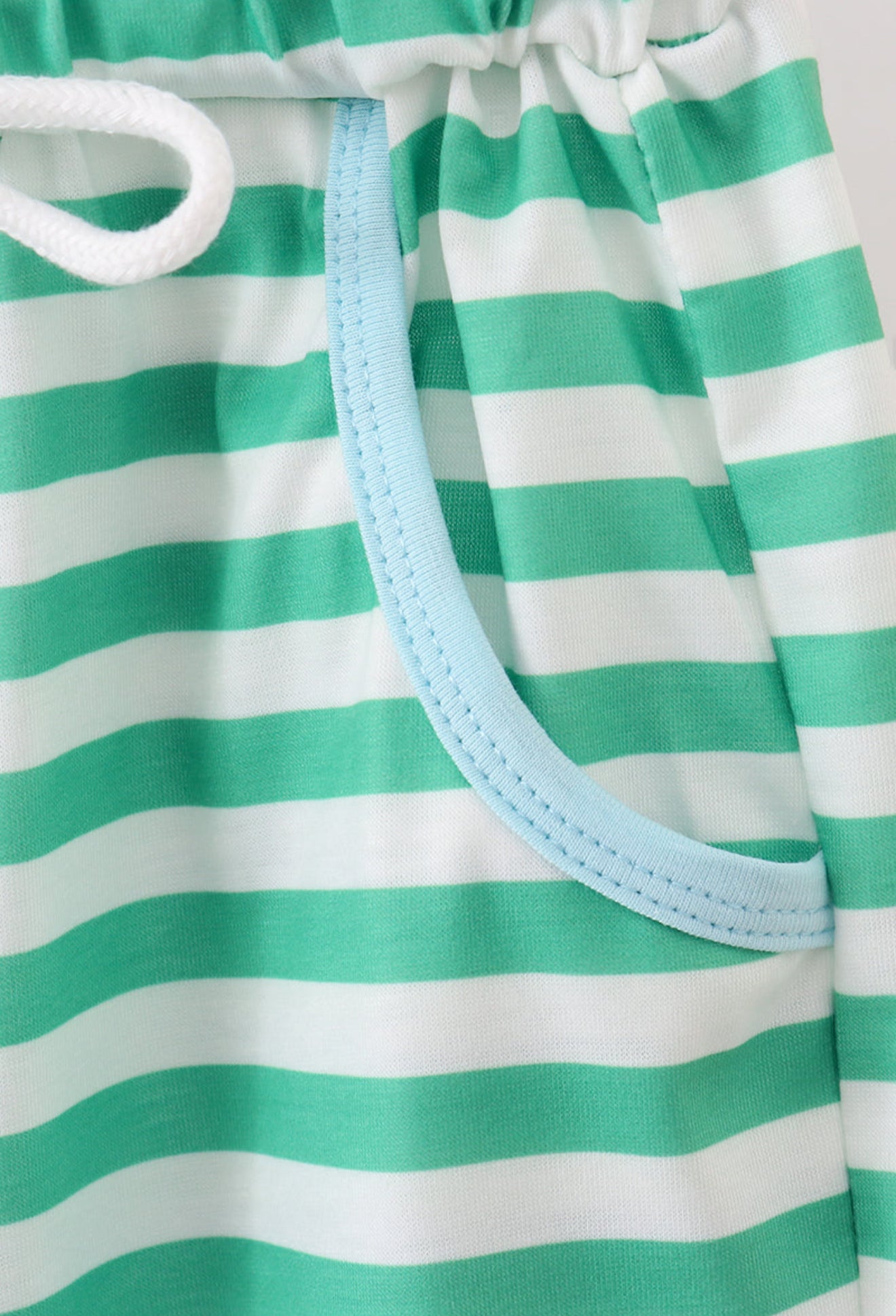 Blue christmas tree smocked stripe pants set