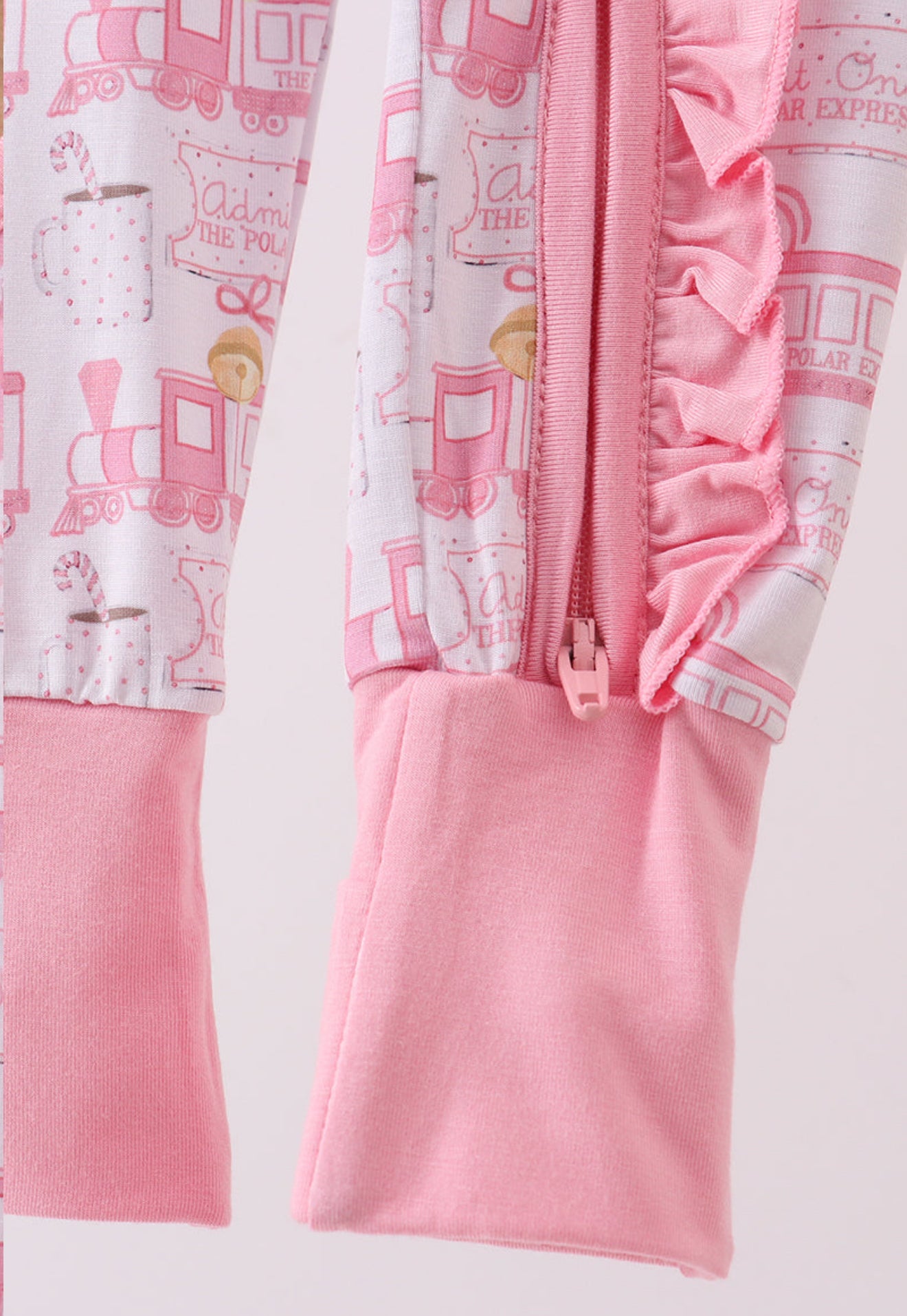 Pink train bamboo pajamas zipper romper