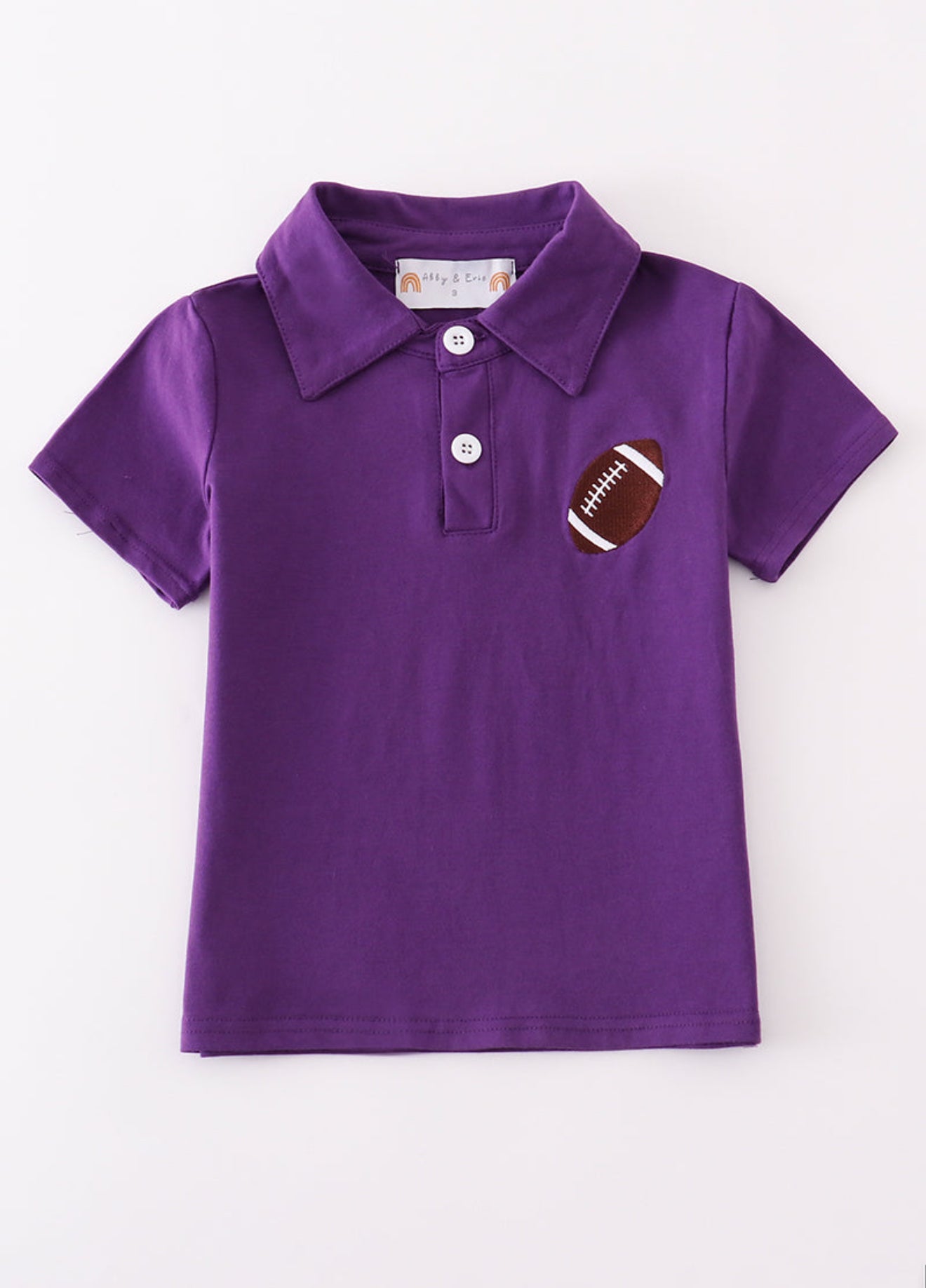 Purple football embroidery button down shirt