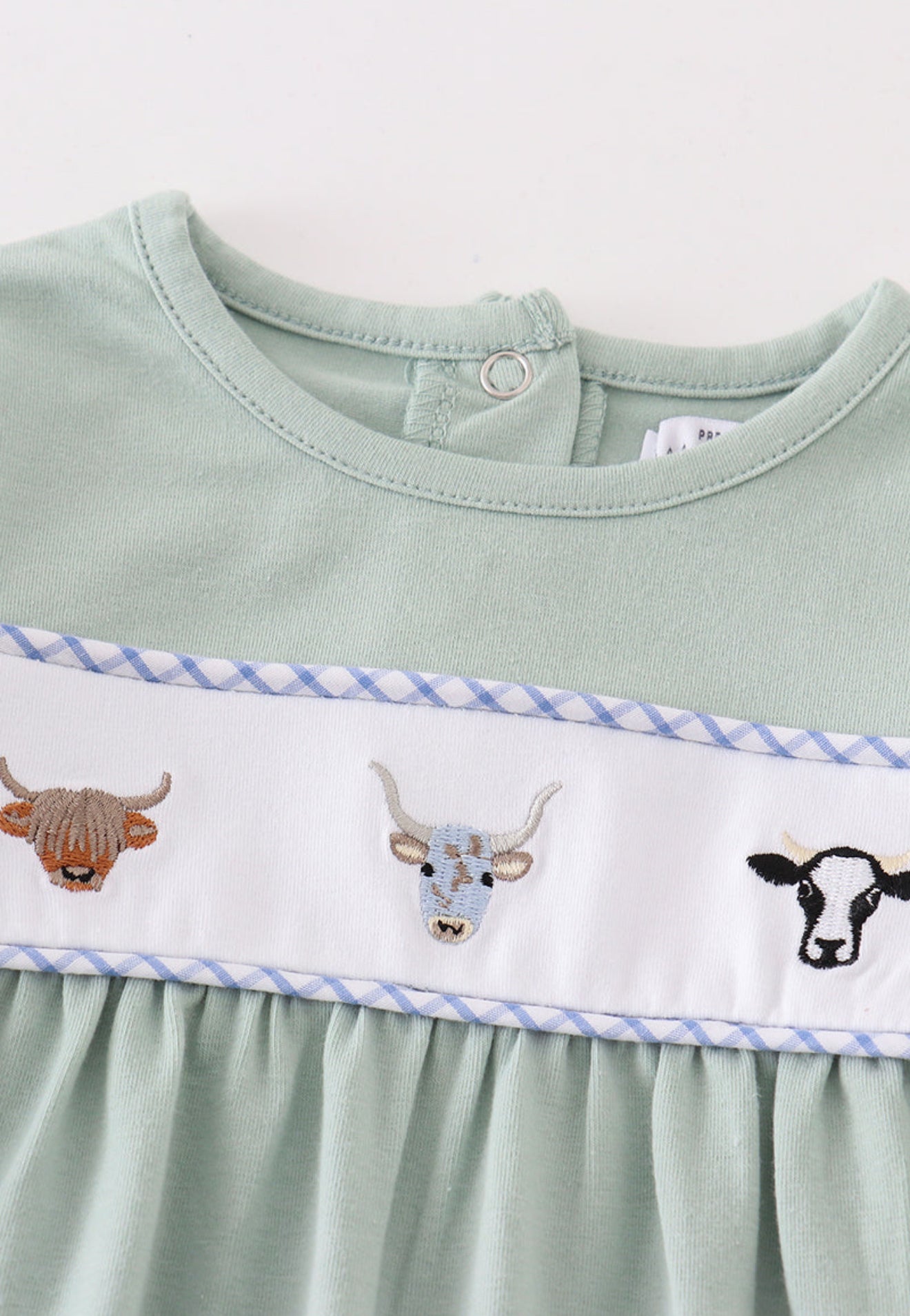 Premium Green cow applique boy romper