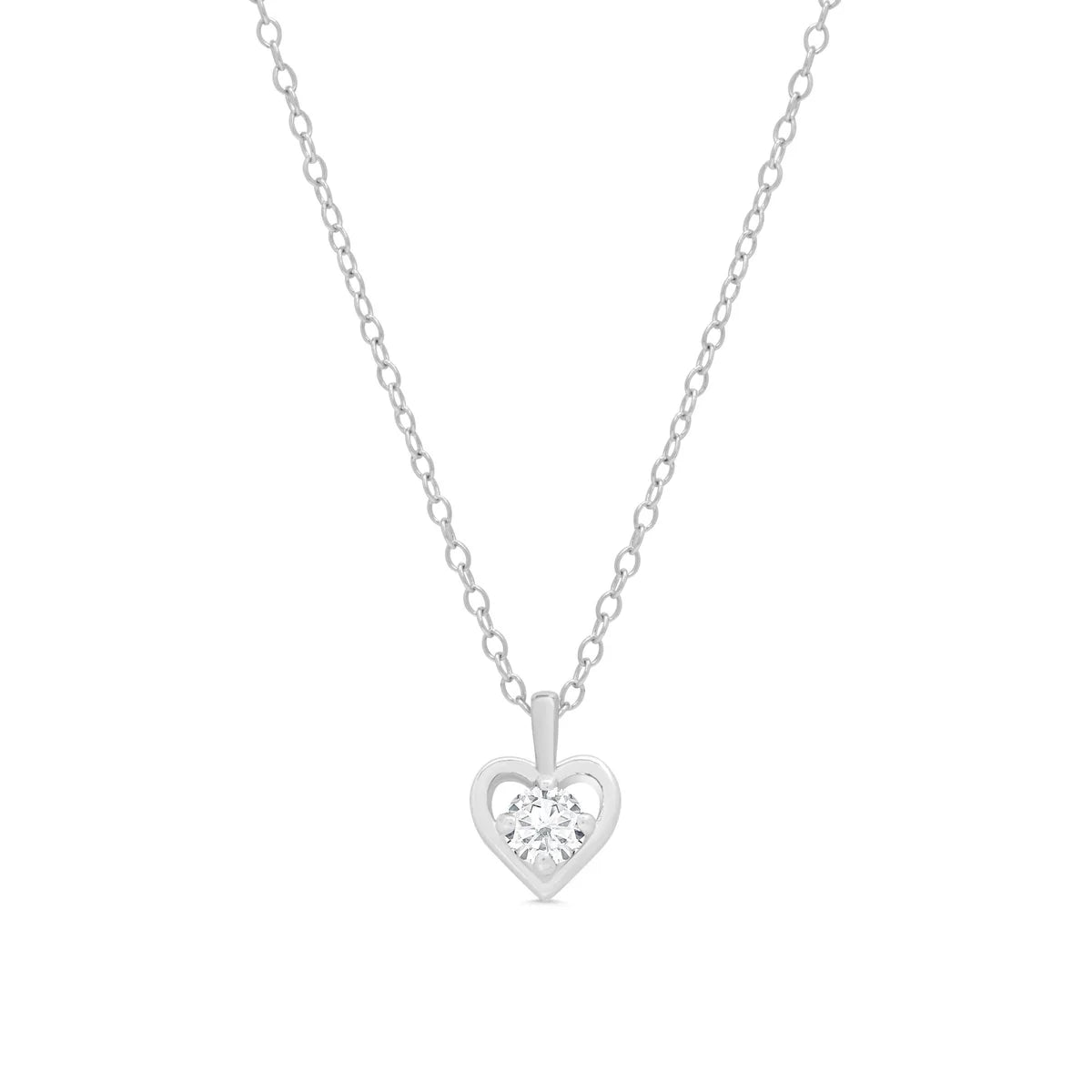CZ Heart Pendant in Sterling Silver