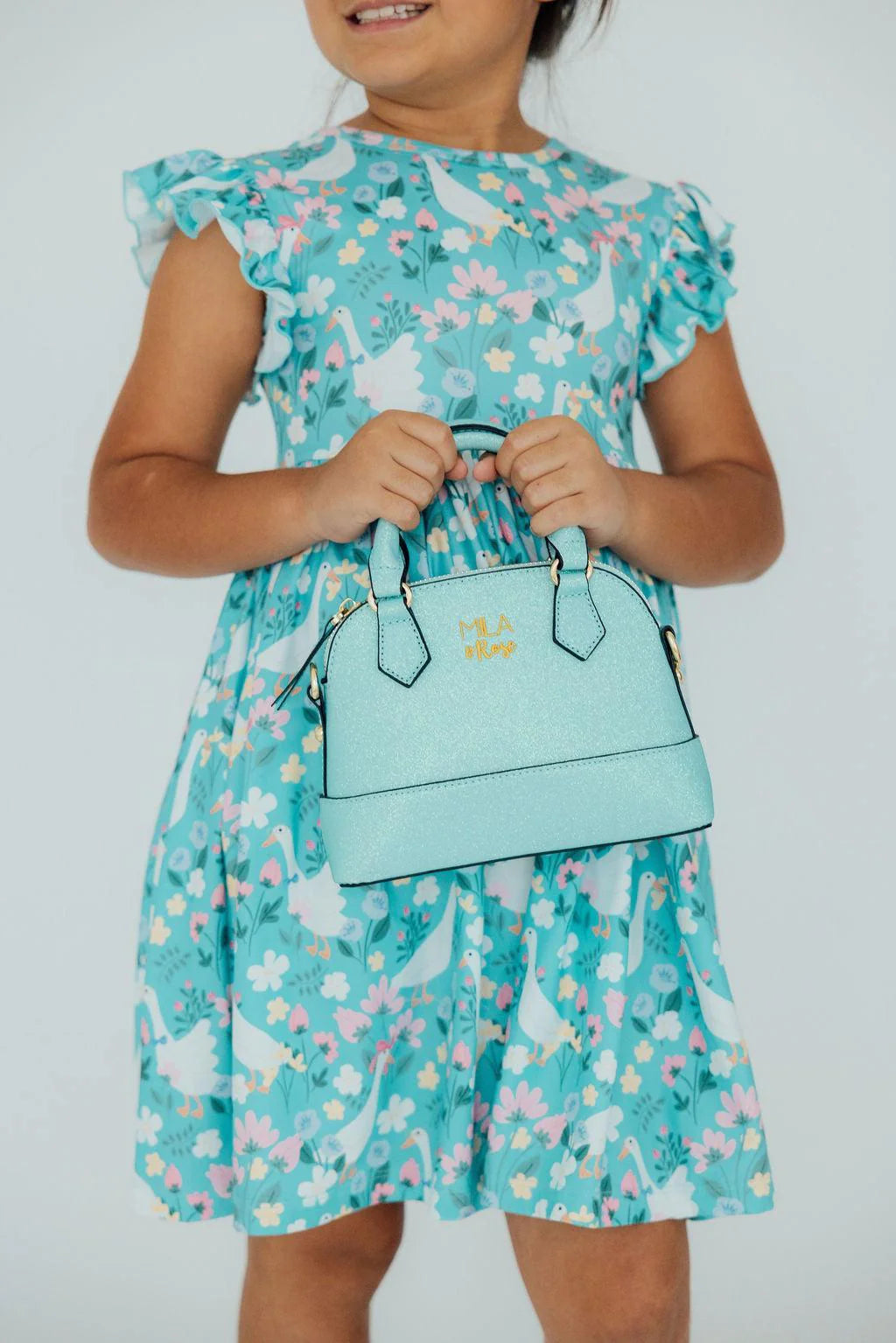 Aqua Glitter Girl's Crossbody Purse