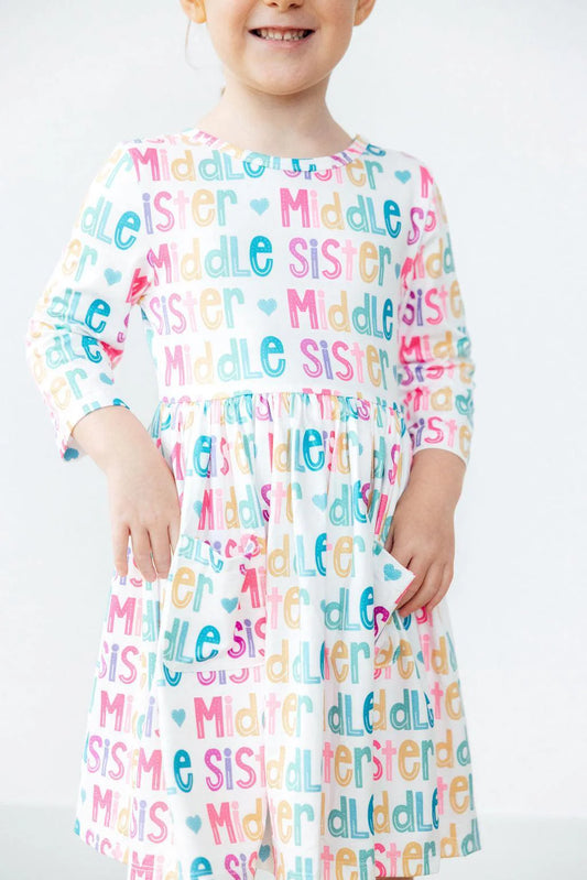 Middle Sister 3/4 Sleeve Pocket Twirl Dress