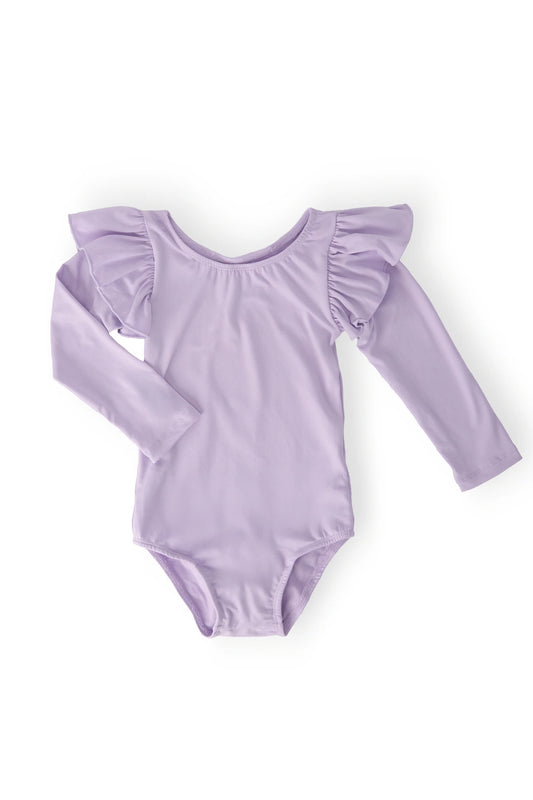 LAVENDER L/S FLUTTER SLEEVE LEOTARD