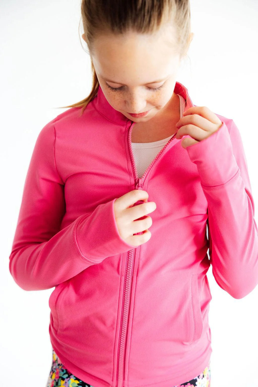 FUCHSIA FLASH FULL-ZIP RUFFLE ACTIVE JACKET