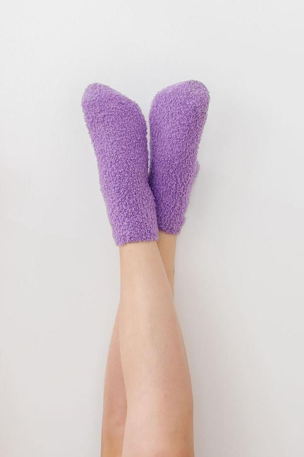 Lilac/Coconut Bow Cozy Socks