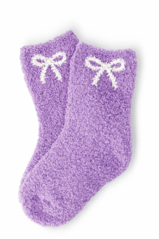 Lilac/Coconut Bow Cozy Socks