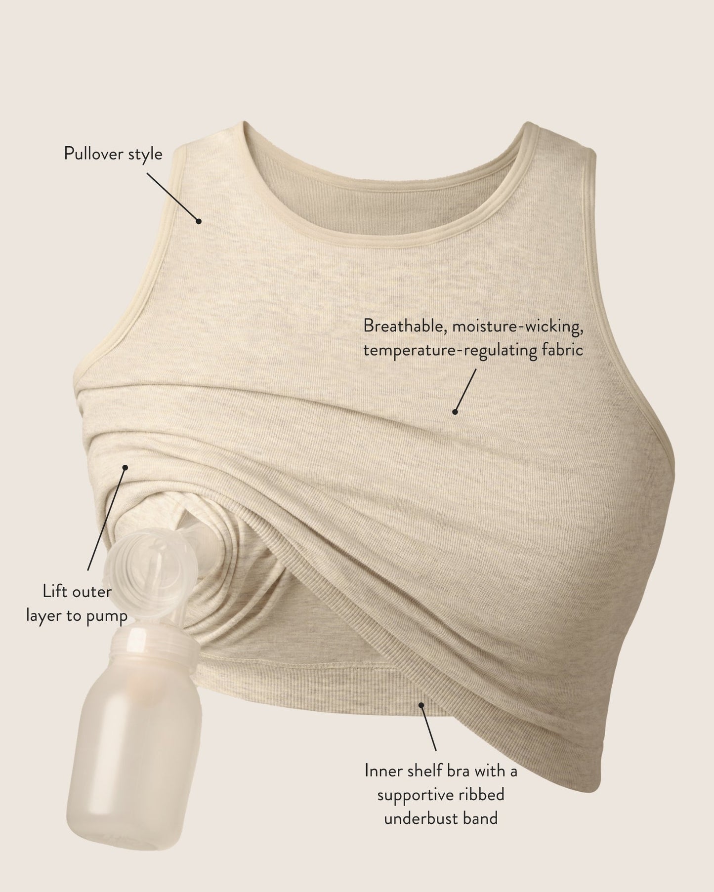 Sublime® Bamboo Hands-Free Pumping Longline Bra Top | Black