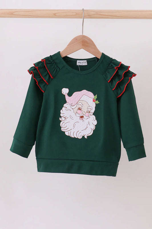 Forest santa claus applique ruffle top