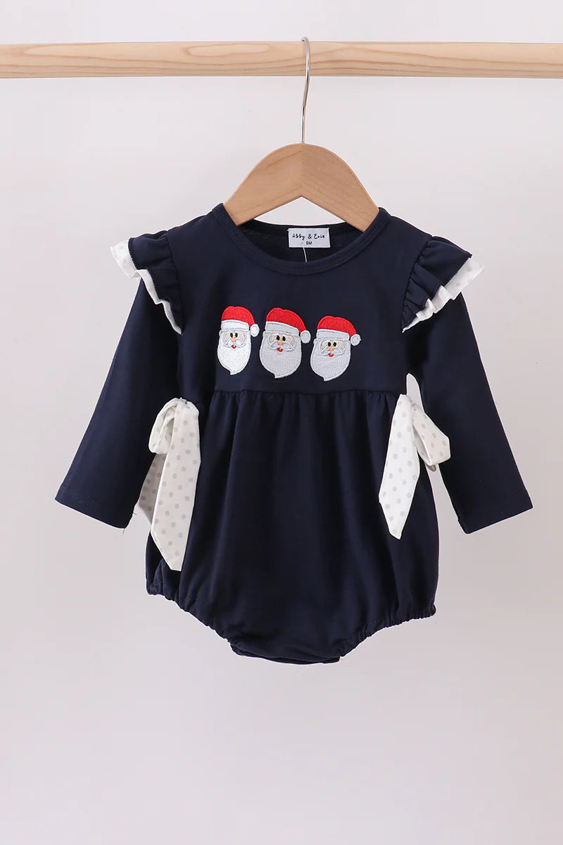 Navy christmas santa claus embroidery ruffle bubble