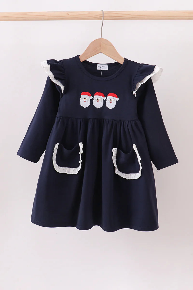 Navy christmas santa claus embroidery dress