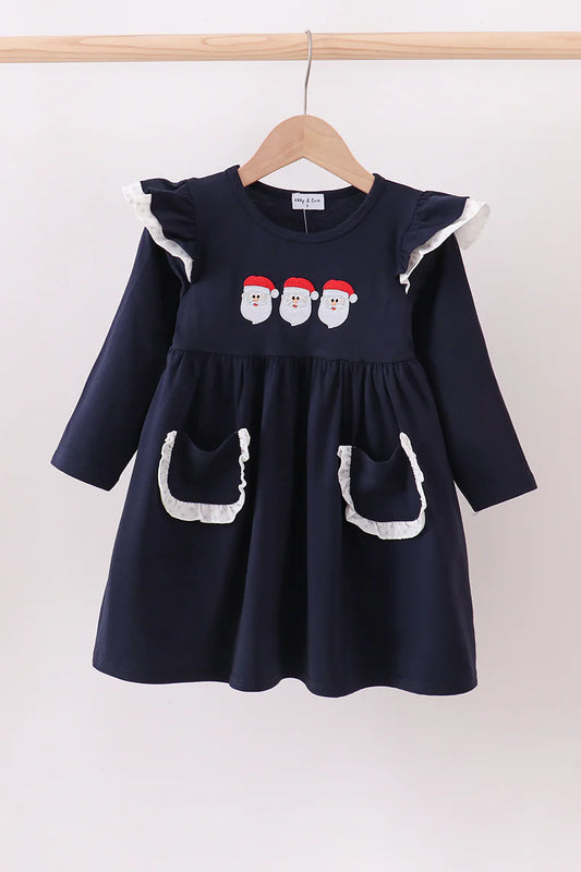 Navy christmas santa claus embroidery dress