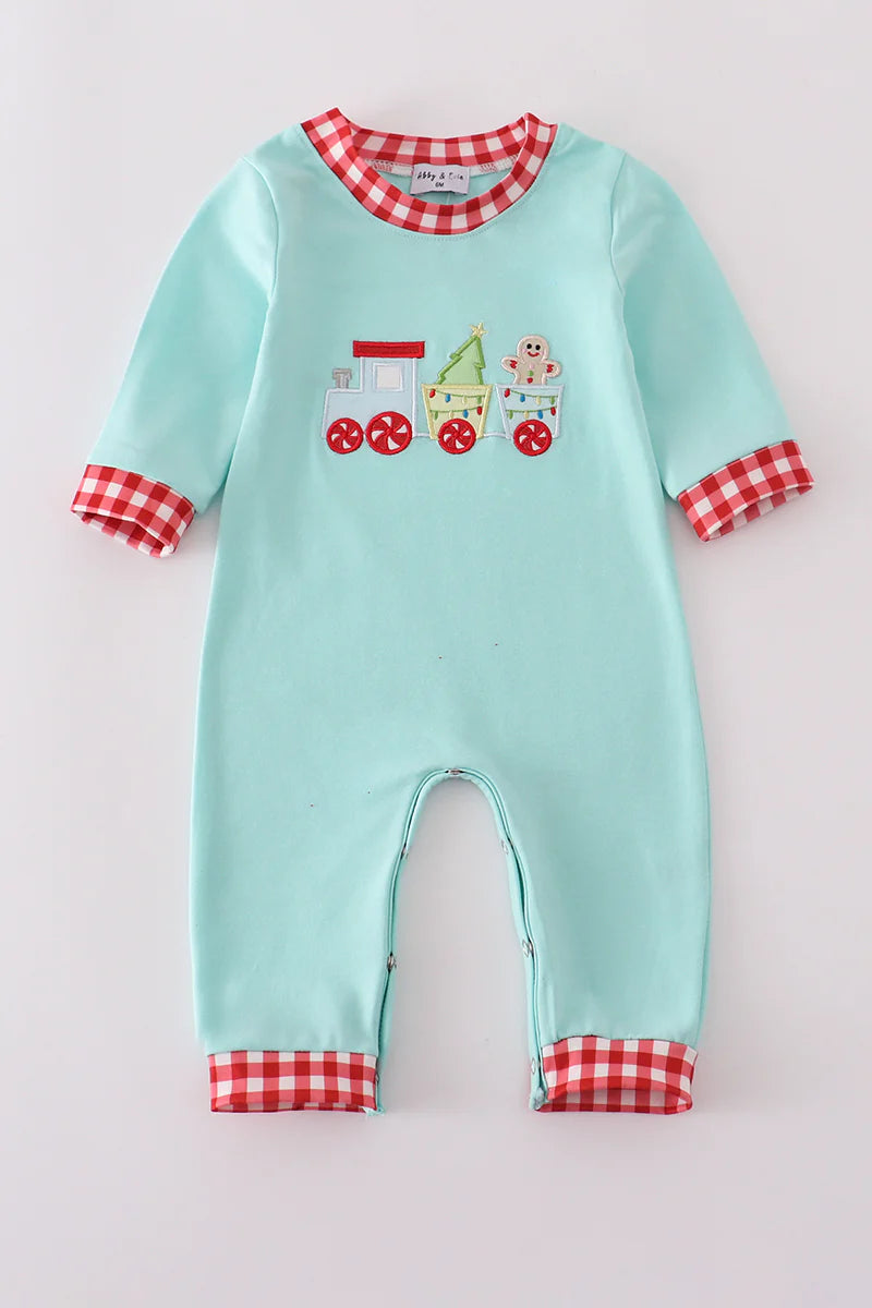Mint gingerbread applique romper