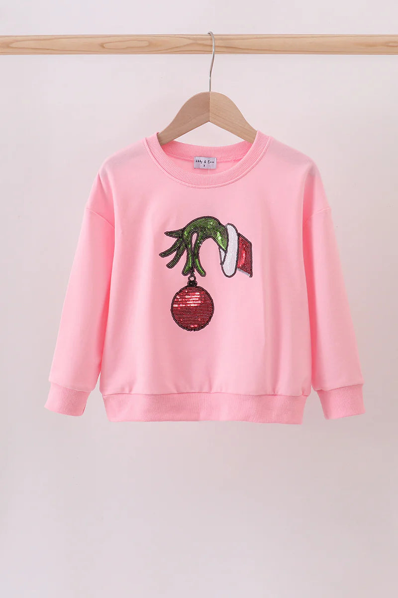 Pink Christmas Grinch Sequin Top