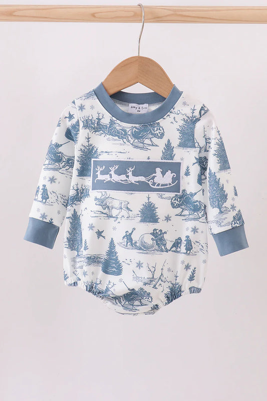 Blue christmas reindeer embroidery bubble