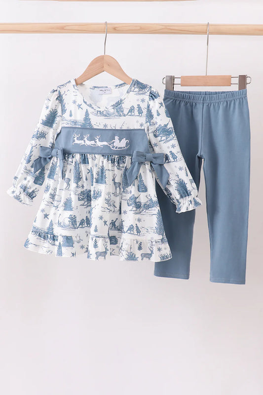 Blue christmas reindeer embroidery set