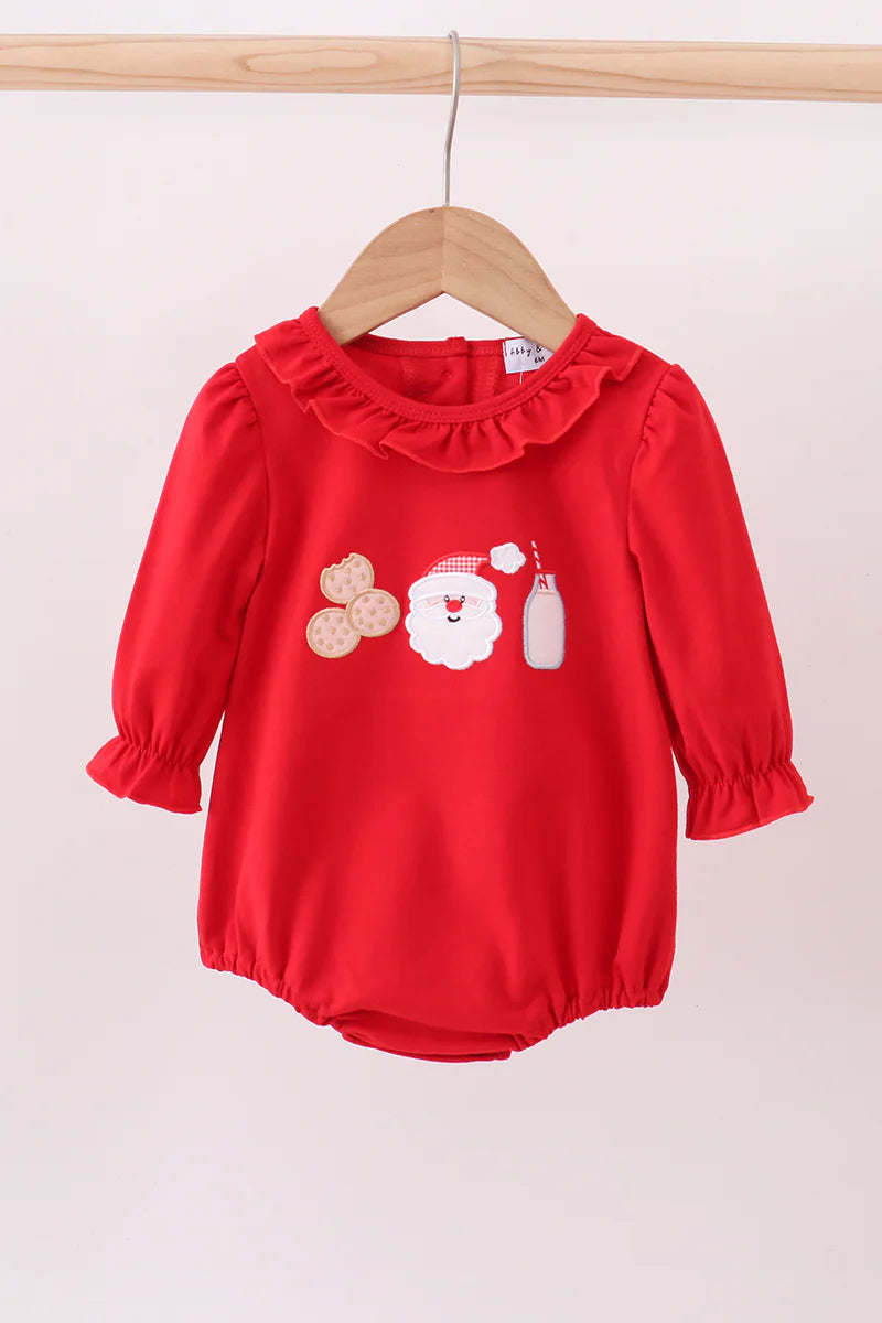 Red santa claus biscuit milk applique ruffle bubble