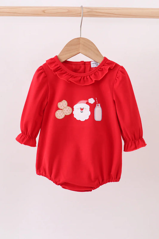 Red santa claus biscuit milk applique ruffle bubble
