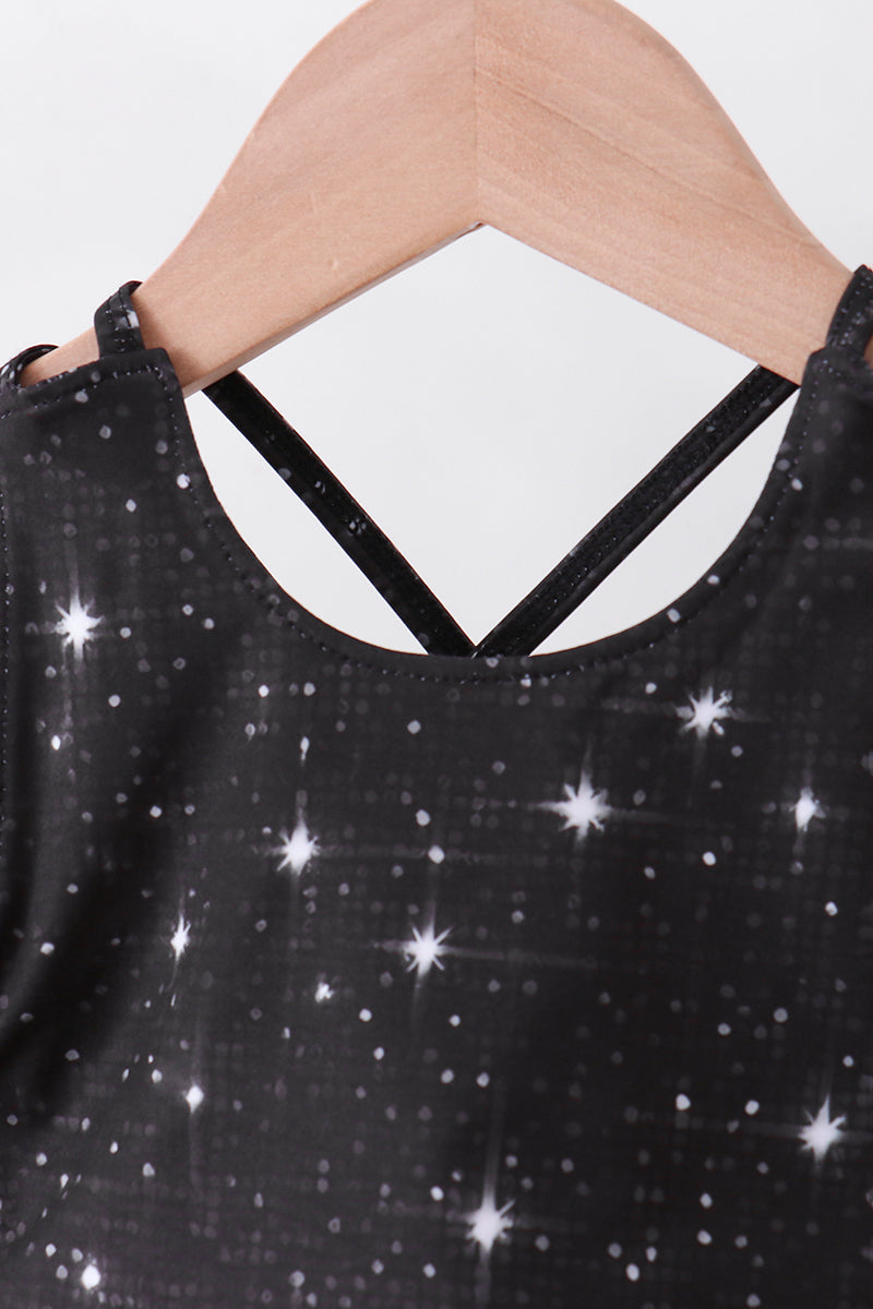 Black Glitter Skort Set