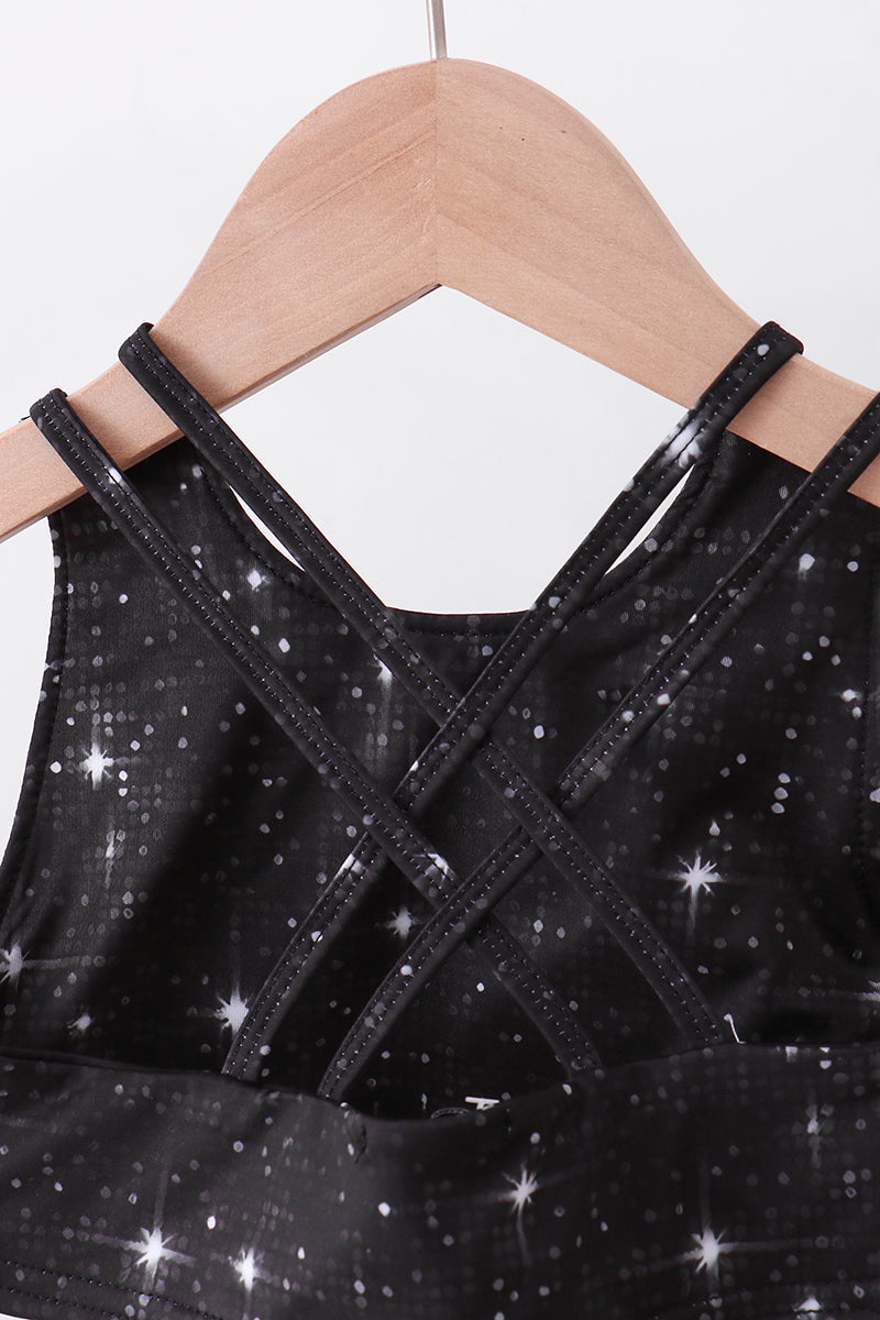 Black Glitter Skort Set