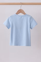 Blue sailboat embroidery top