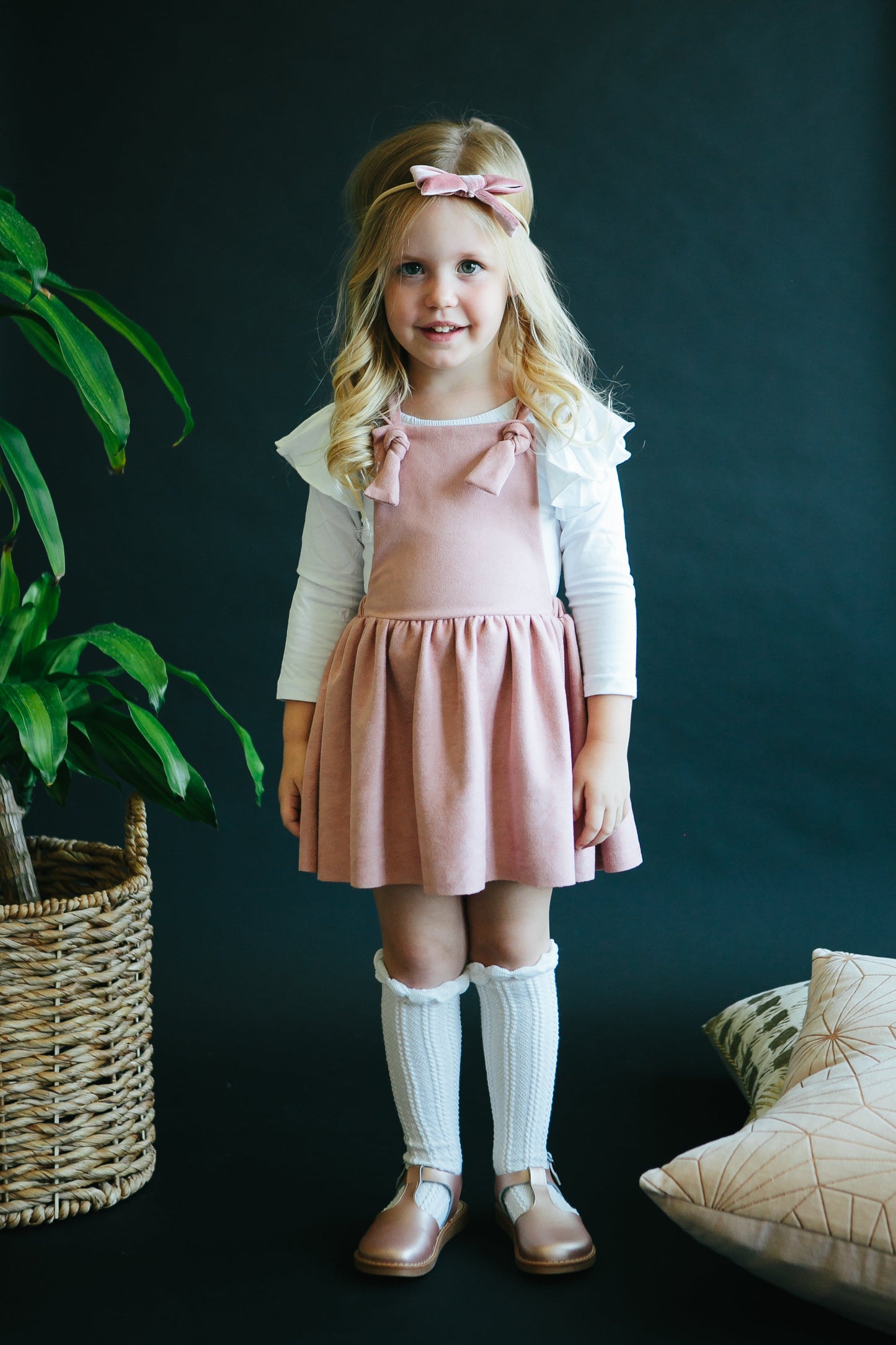 Vintage Pink Faux Suede Pinafore