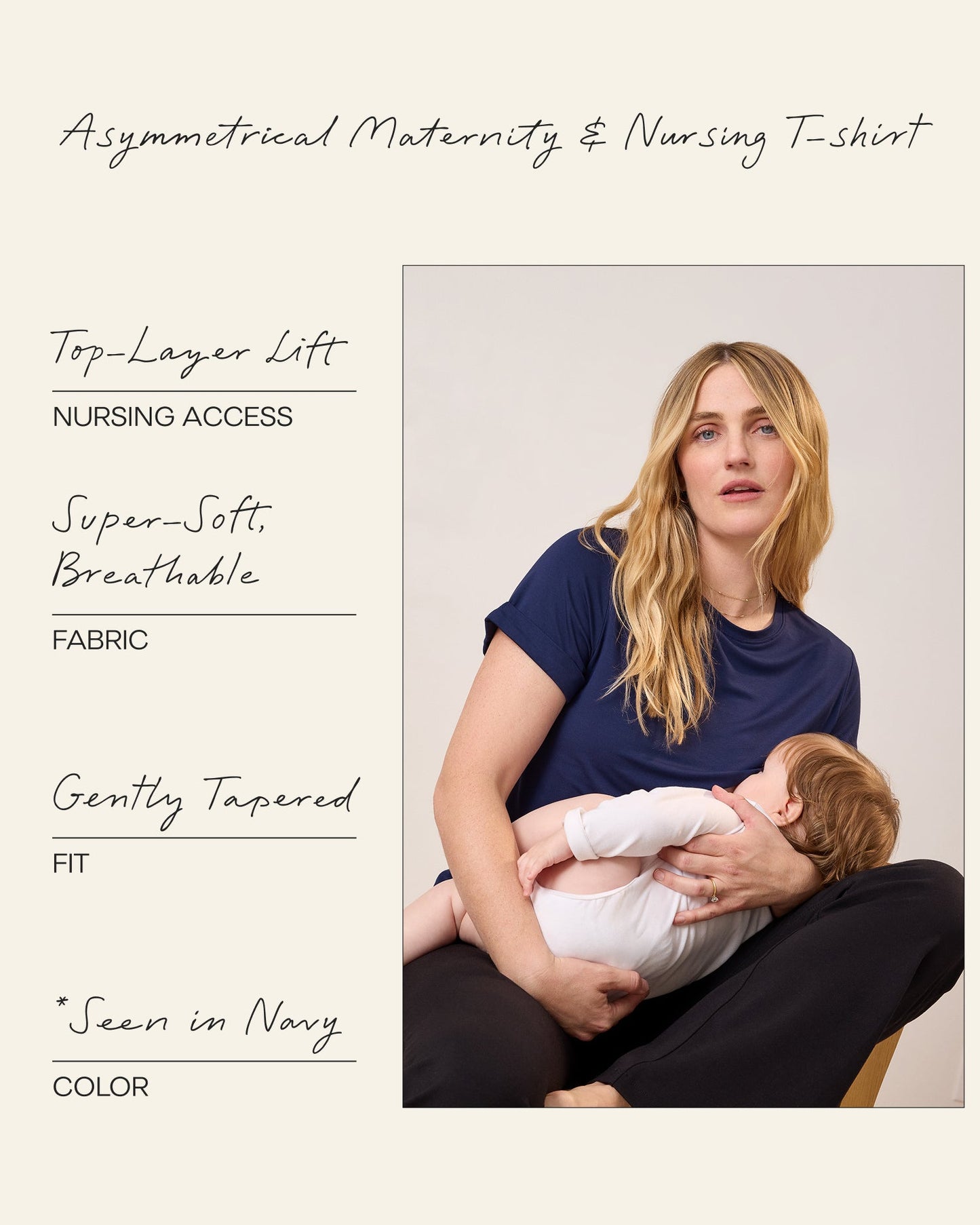 Asymmetrical Nursing T-shirt | Navy