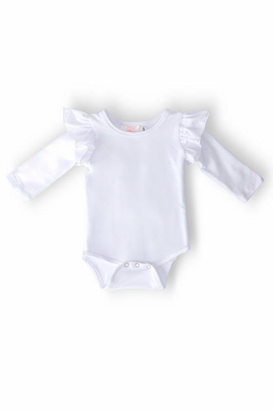 White L/S Flutter Bodysuit