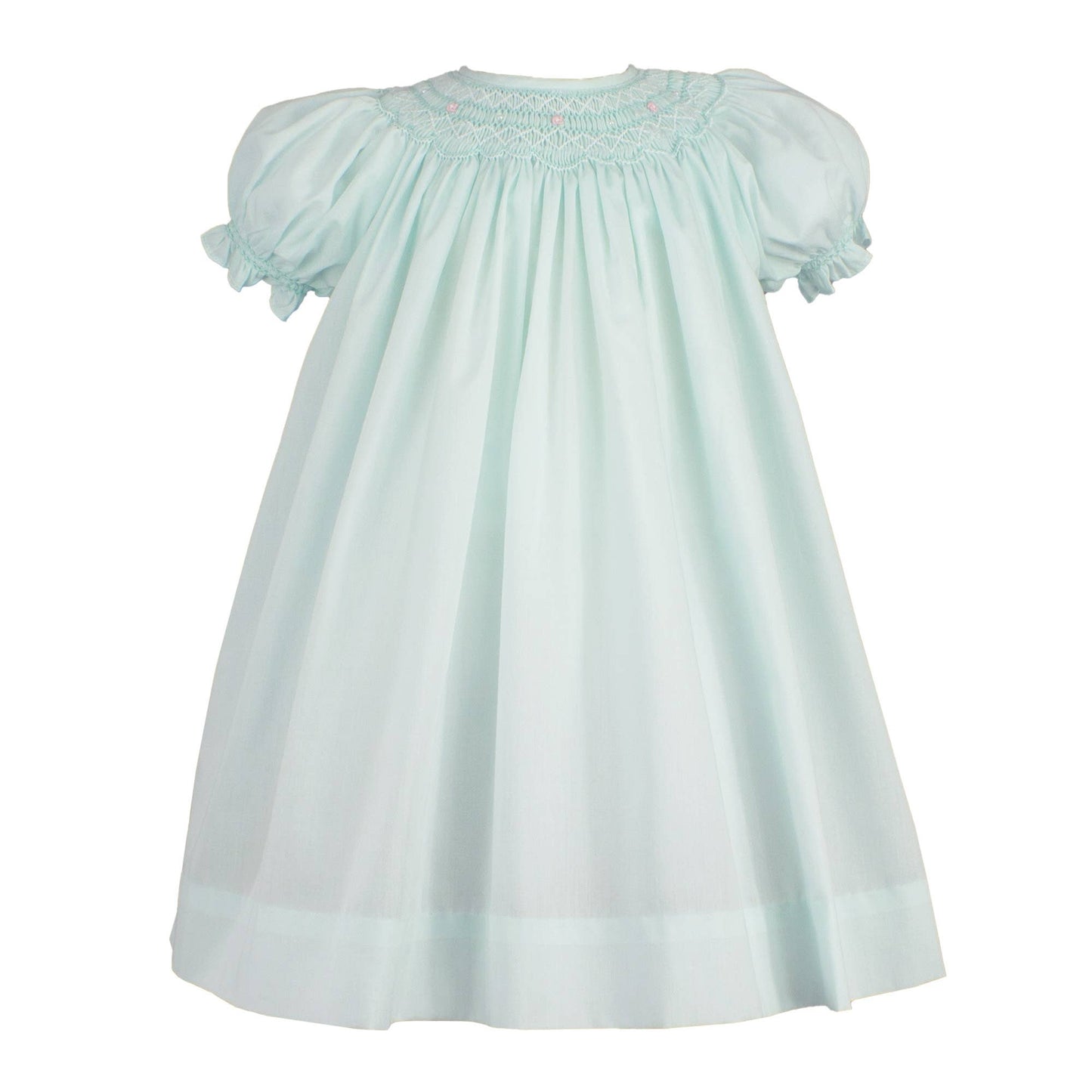 Bishop Smocked Daygown with Pearls: Mint