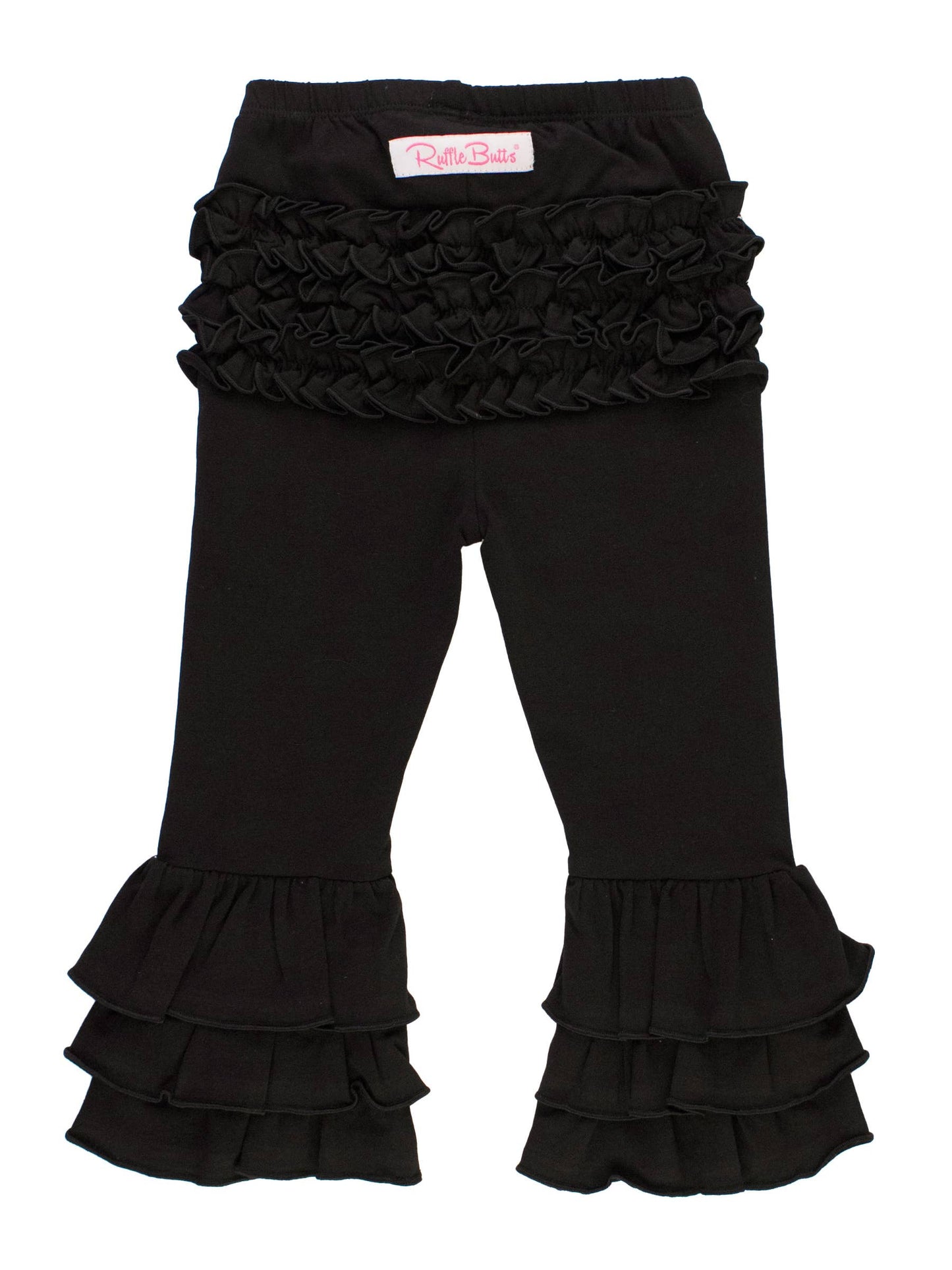 Baby Girls Black Ruffle Flare Pants: Black